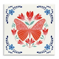 Stupell Industries Orange Folk Butterfly Insects Painting Unframed Art Print Wall Art, 12 x 12