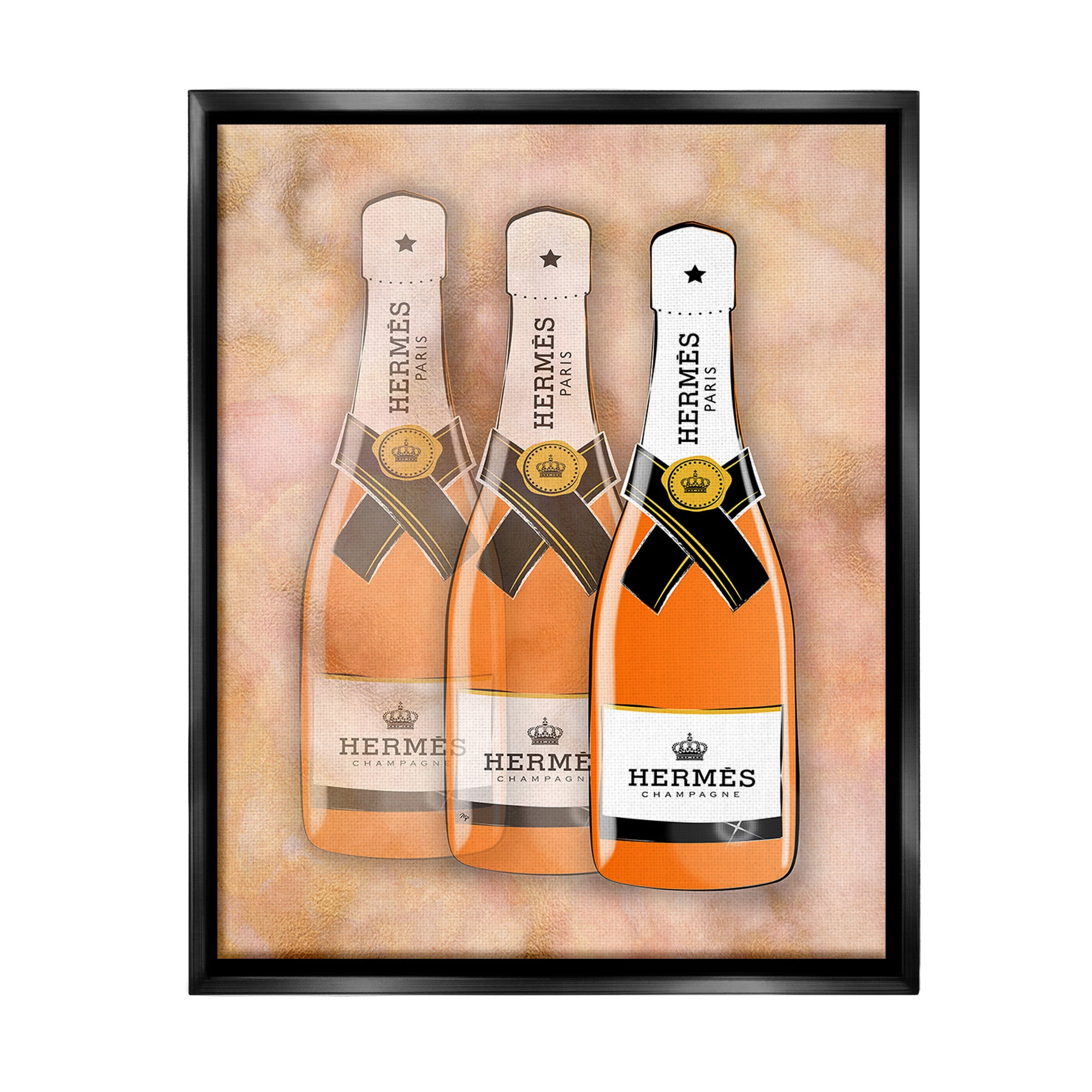 Stupell Industries Orange Glam Champagne Food & Beverage Painting Black Floater Framed Canvas Art Print Wall Art, 25 x 31