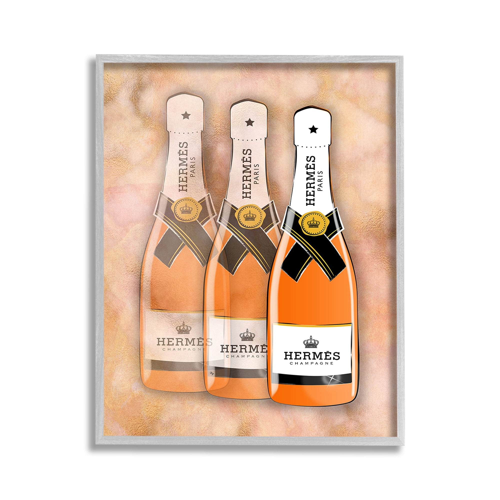Stupell Industries Orange Glam Champagne Food & Beverage Painting Gray Framed Art Print Wall Art, 11 x 14
