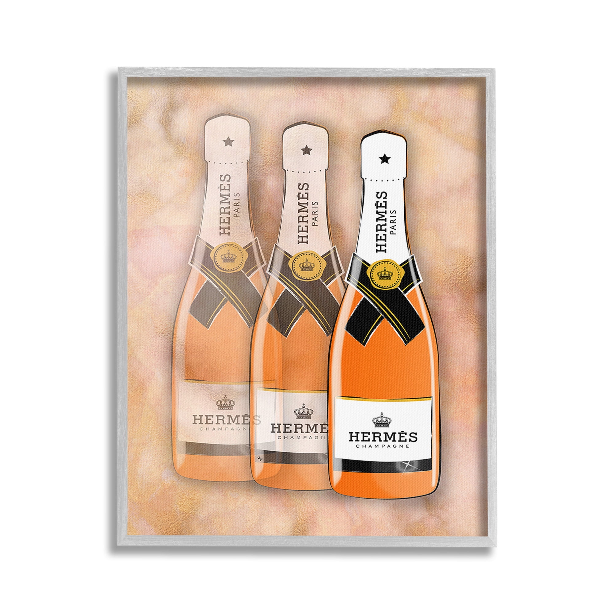Stupell Industries Orange Glam Champagne Food & Beverage Painting Gray Framed Art Print Wall Art, 16 x 20
