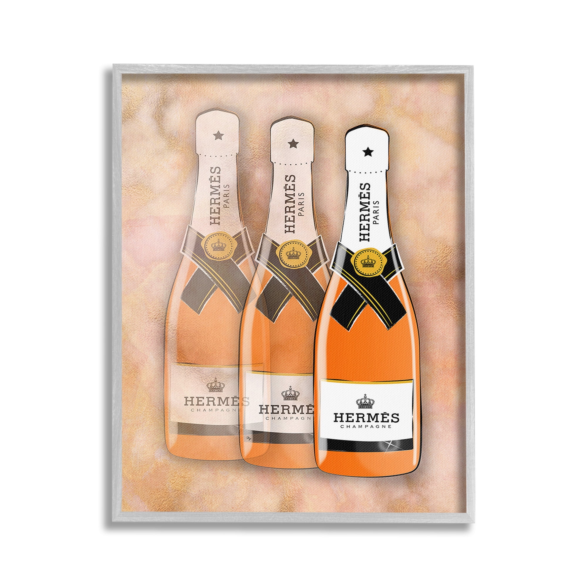Stupell Industries Orange Glam Champagne Food & Beverage Painting Gray Framed Art Print Wall Art, 24 x 30