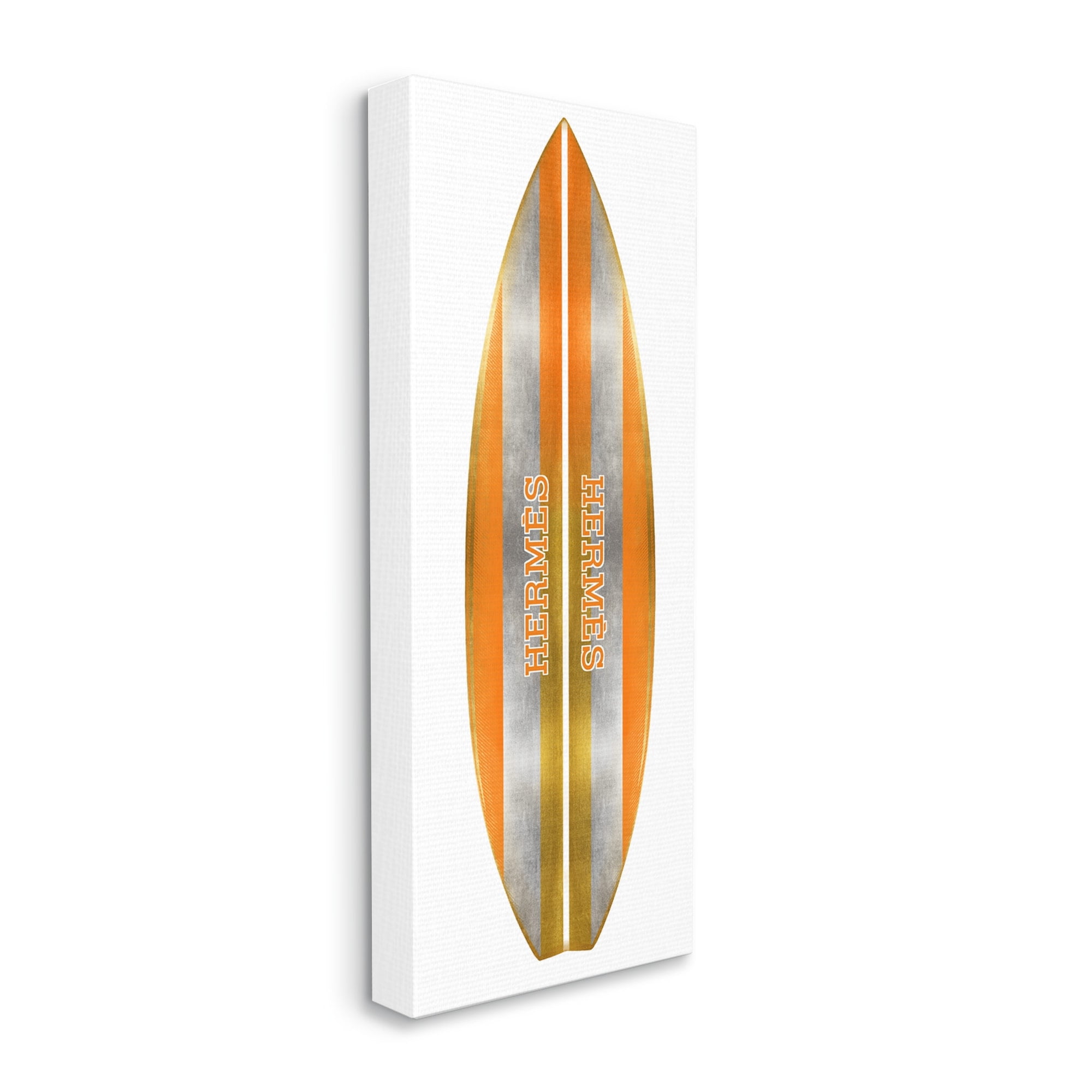 Stupell Industries Orange Glam Stripes Chic Designer Logo Surfboard Canvas Wall Art, 10 x 24, Design by Madeline Blake