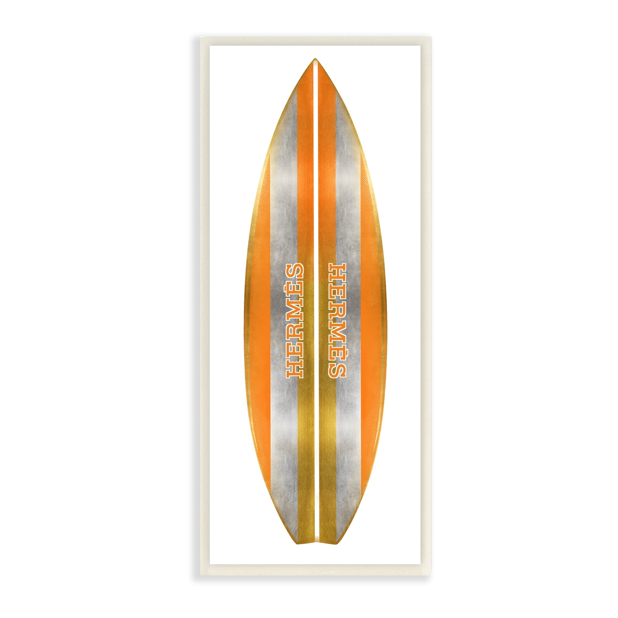Stupell Industries Orange Glam Stripes Chic Designer Logo Surfboard Wood Wall Art, 7 x 17, Design by Madeline Blake