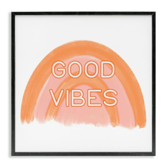 Stupell Industries Orange Good Vibes Text & Numbers Painting Black Framed Art Print Wall Art, 12 x 12