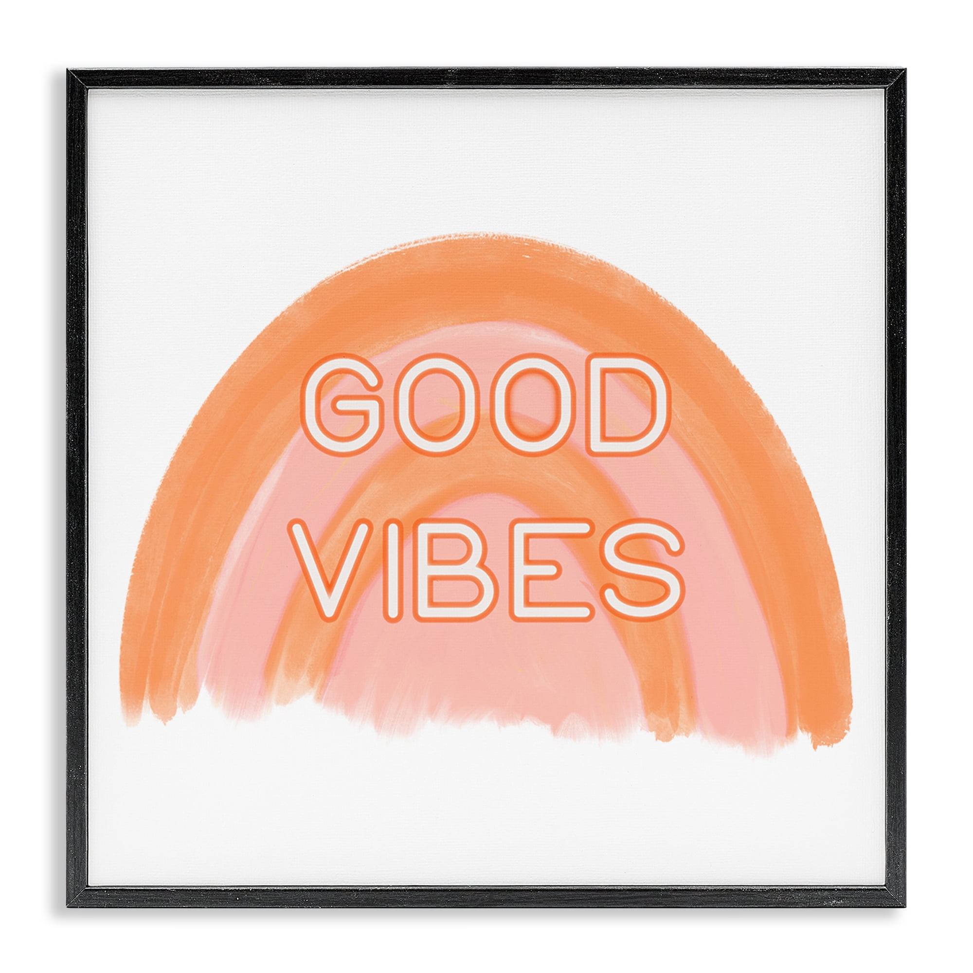 Stupell Industries Orange Good Vibes Text & Numbers Painting Black Framed Art Print Wall Art, 24 x 24