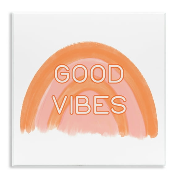 Stupell Industries Orange Good Vibes Text & Numbers Painting Unframed Art Print Wall Art, 12 x 12