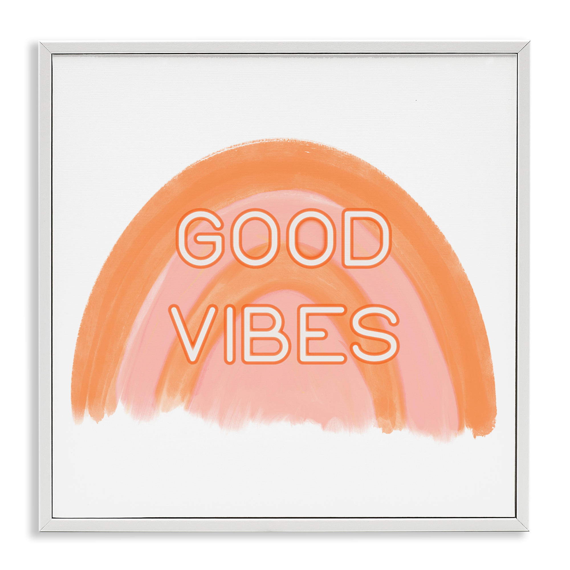 Stupell Industries Orange Good Vibes Text & Numbers Painting White Framed Art Print Wall Art, 12 x 12