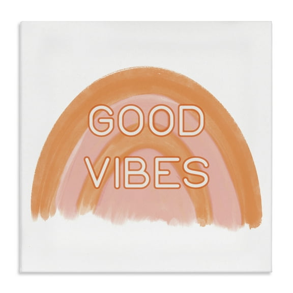 Stupell Industries Orange Good Vibes Text & Numbers Painting Wrapped Canvas Art Print Wall Art, 17 x 17