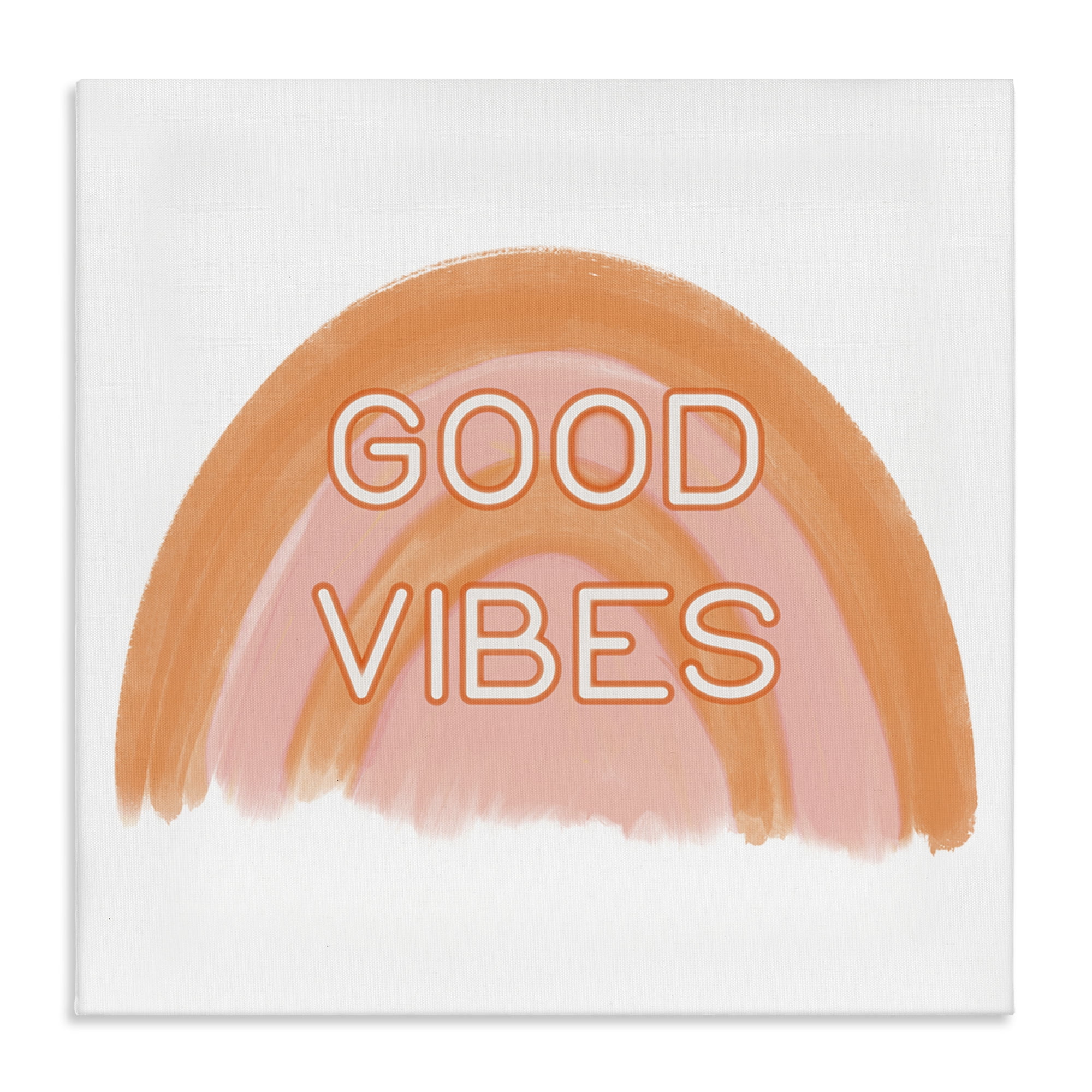 Stupell Industries Orange Good Vibes Text & Numbers Painting Wrapped Canvas Art Print Wall Art, 24 x 24