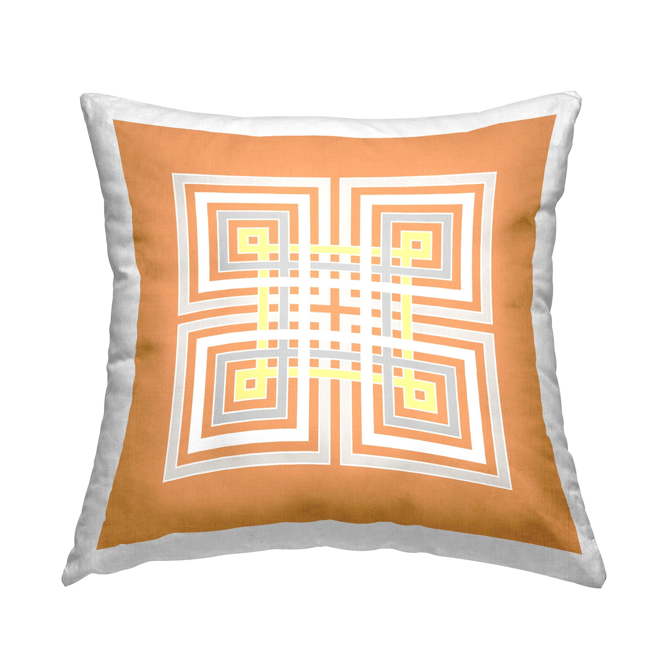 Stupell Industries Orange Greek Key Pattern Printed Throw Pillow Design by George Tygert