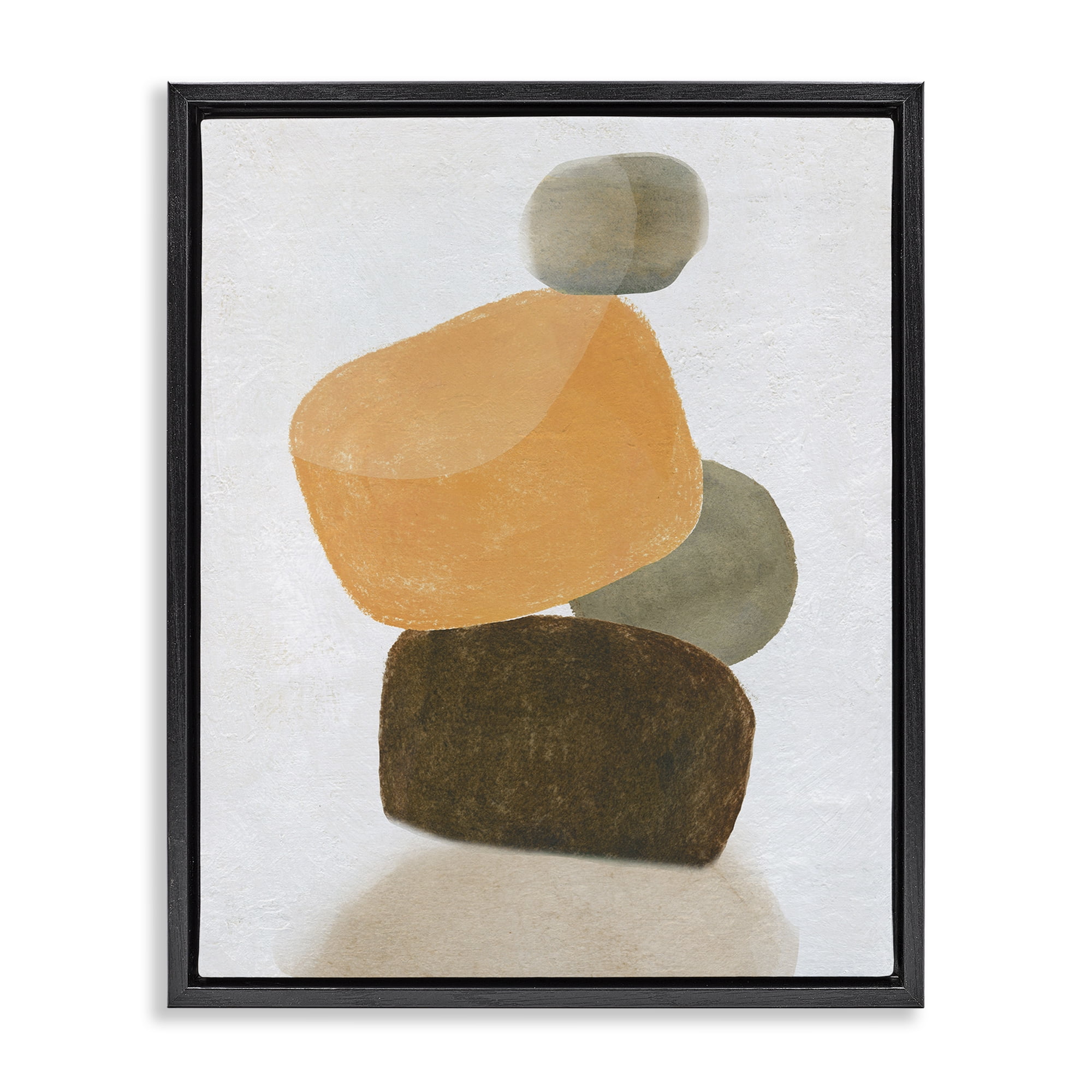 Stupell Industries Orange & Grey Rocks Abstract Painting Black Floater Framed Canvas Art Print Wall Art, 17 x 21