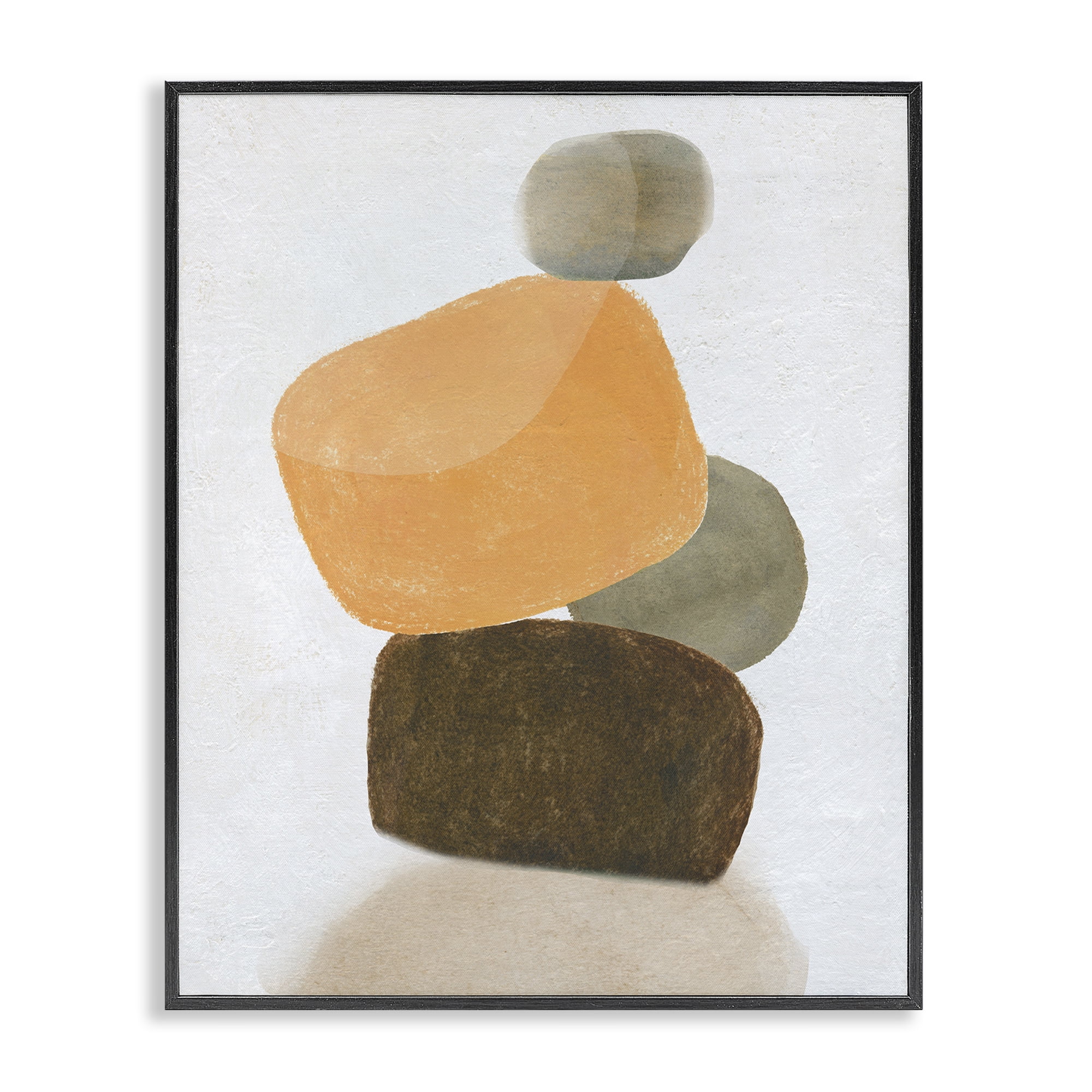 Stupell Industries Orange & Grey Rocks Abstract Painting Black Framed Art Print Wall Art, 24 x 30