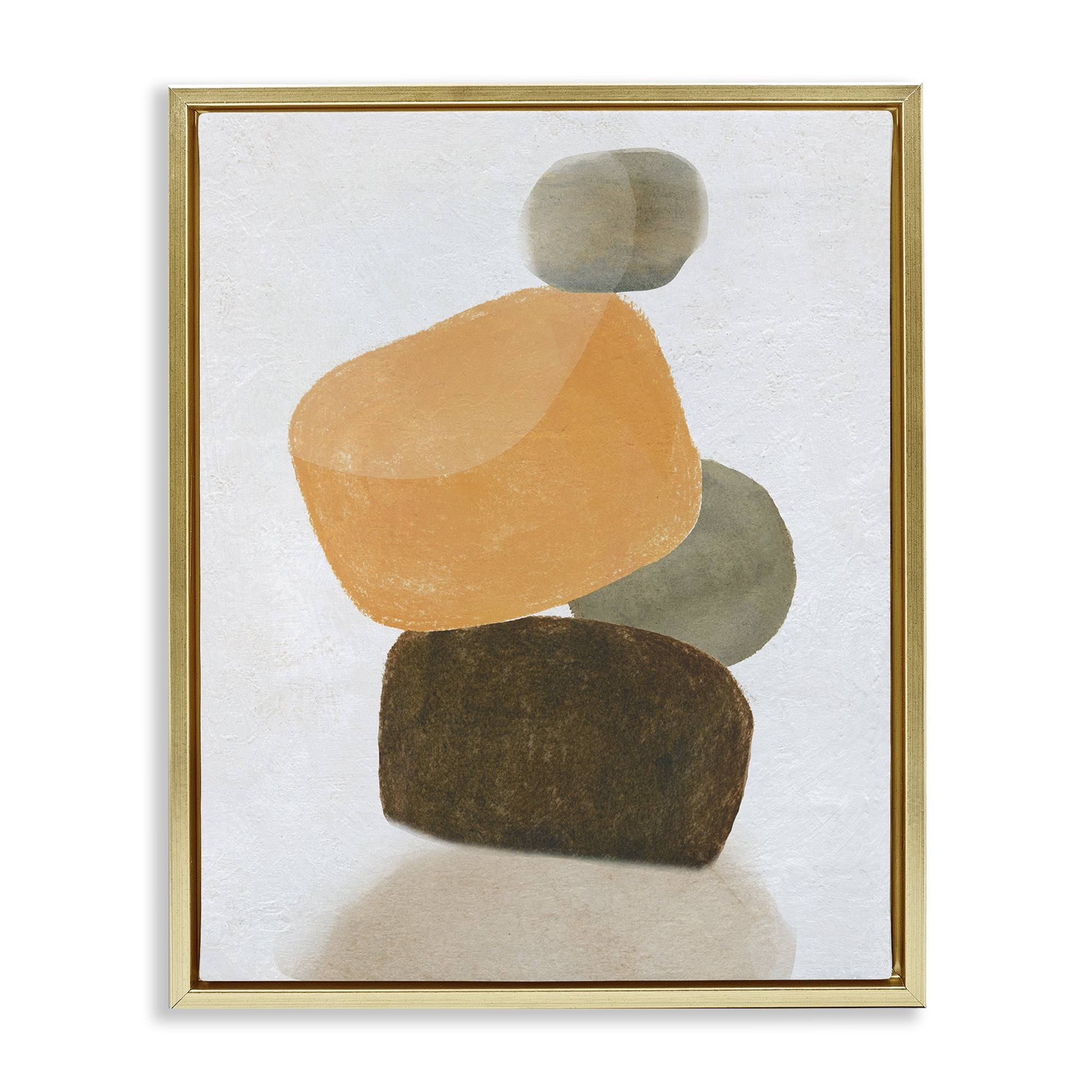 Stupell Industries Orange & Grey Rocks Abstract Painting Gold Floater Framed Canvas Art Print Wall Art, 25 x 31