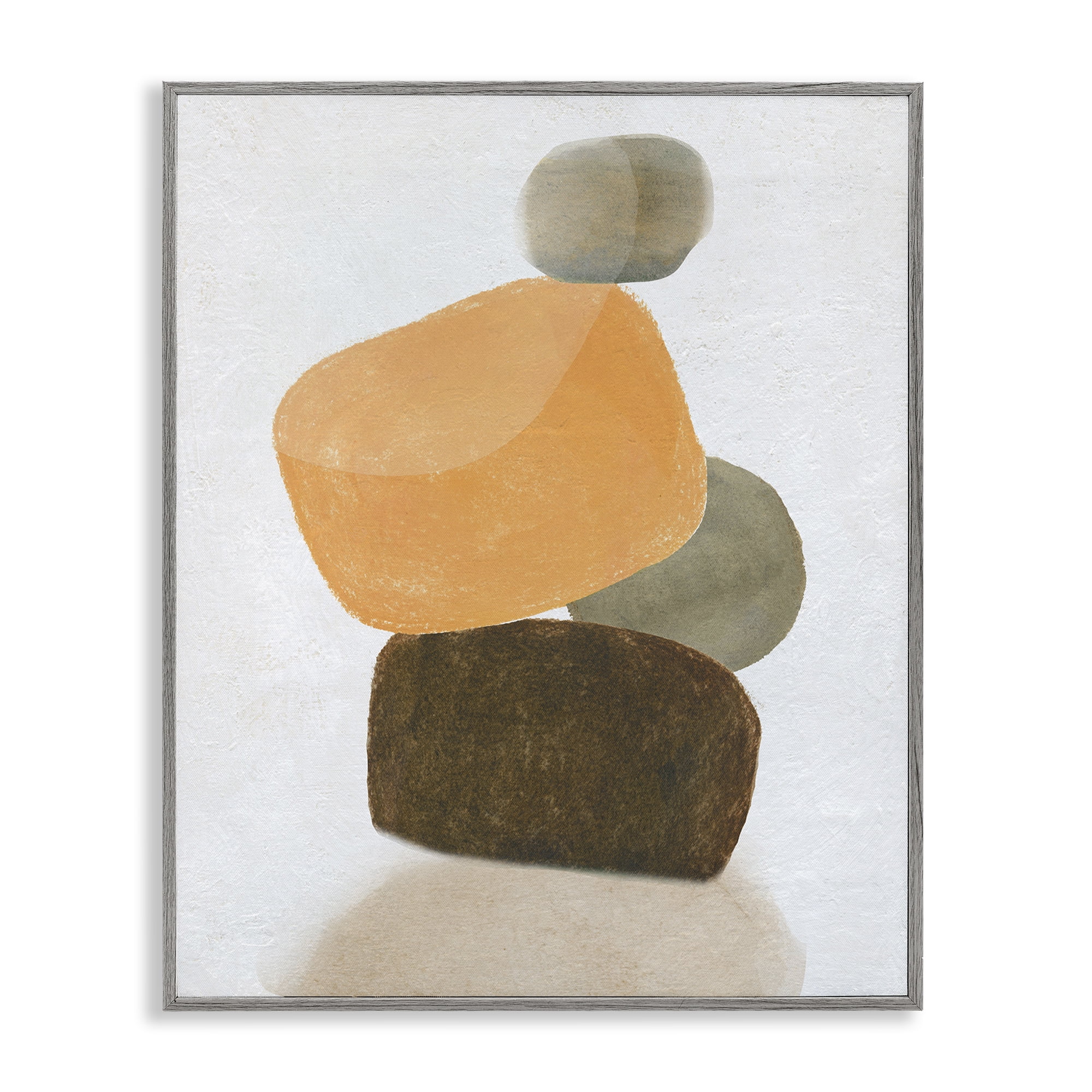 Stupell Industries Orange & Grey Rocks Abstract Painting Gray Framed Art Print Wall Art, 16 x 20