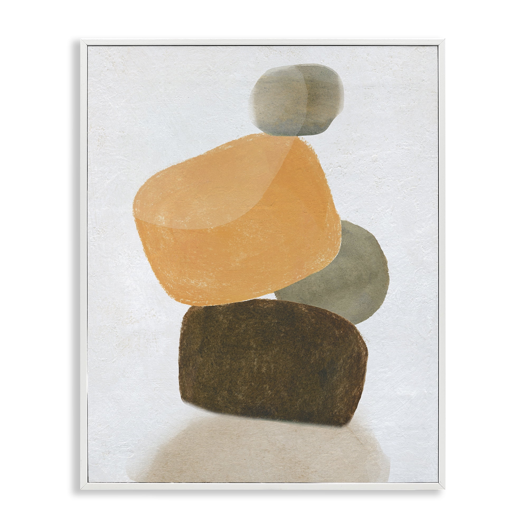 Stupell Industries Orange & Grey Rocks Abstract Painting White Framed Art Print Wall Art, 16 x 20