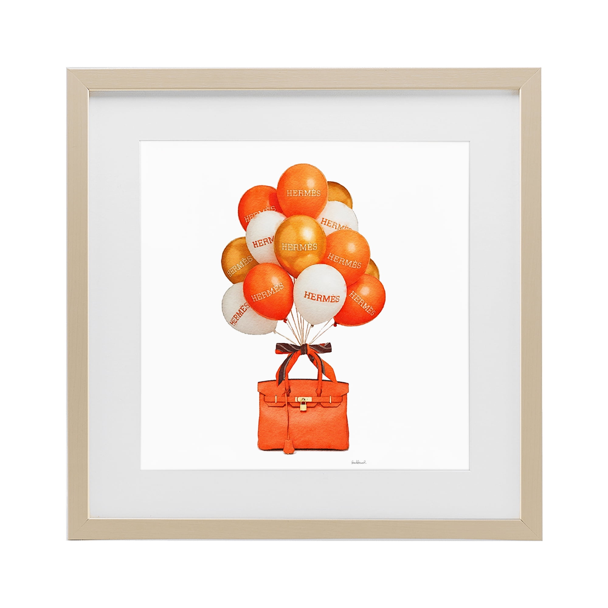 Stupell Industries Orange Handbag & Balloons Birch Framed Print Under Glass, design by Amanda Greenwood