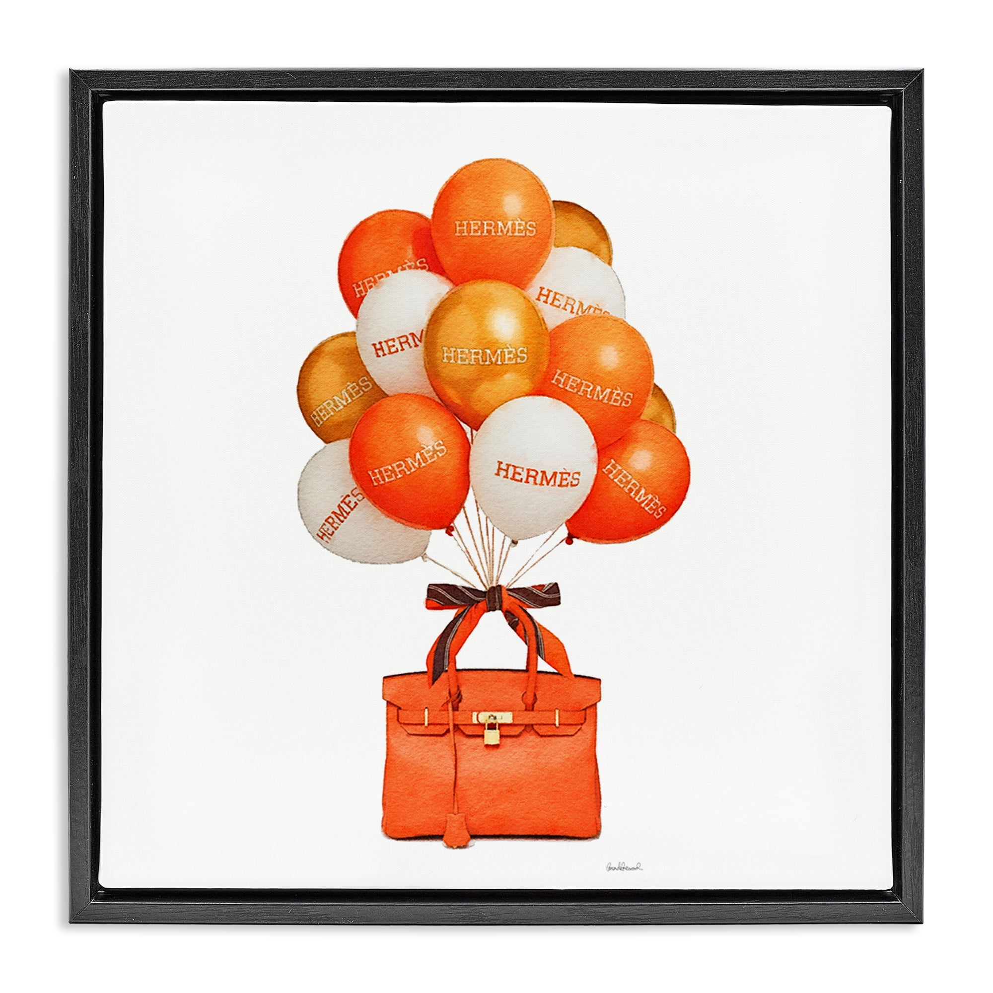 Stupell Industries Orange Handbag & Balloons Black Framed Floater Canvas Wall Art, design by Amanda Greenwood