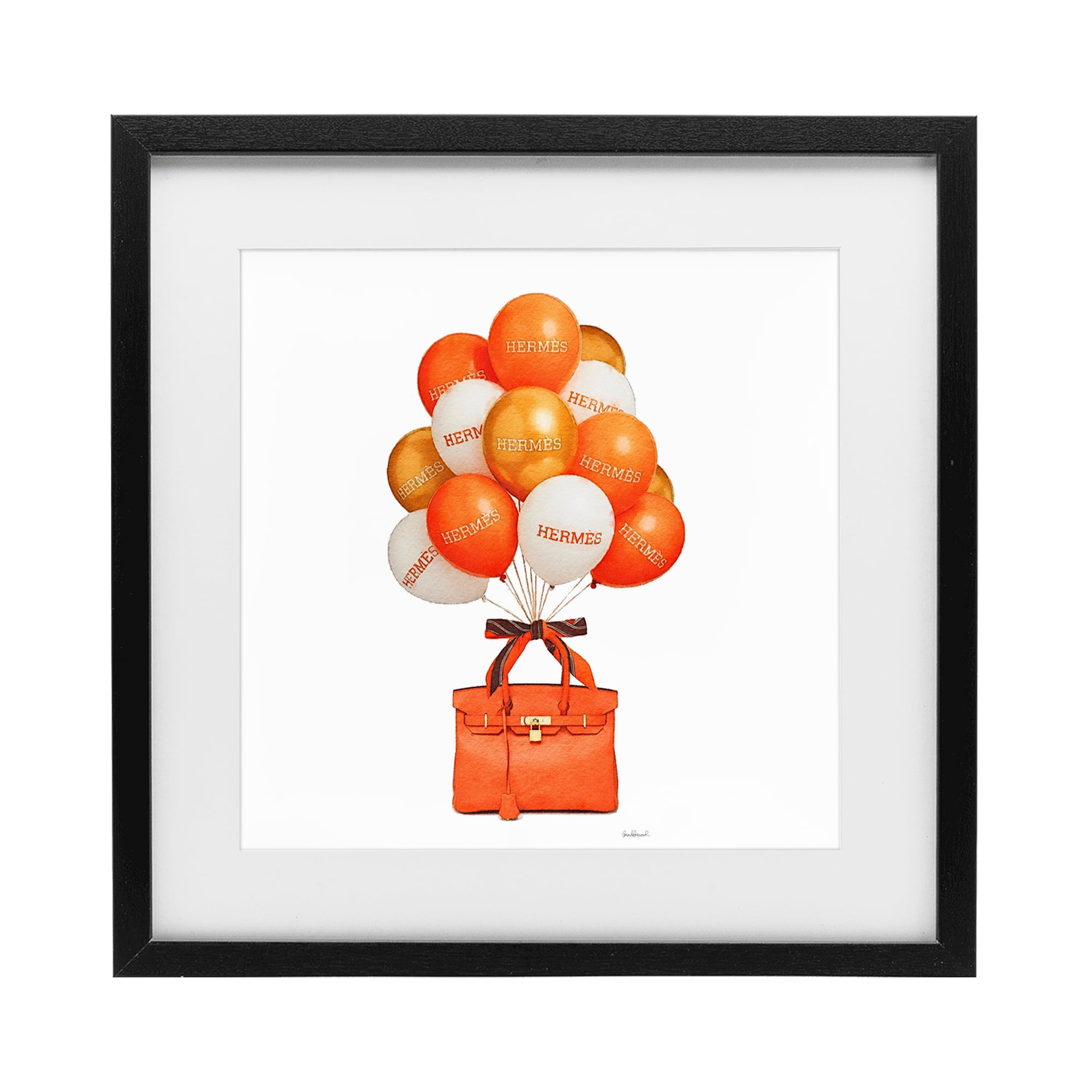 Stupell Industries Orange Handbag & Balloons Black Framed Print Under Glass, design by Amanda Greenwood