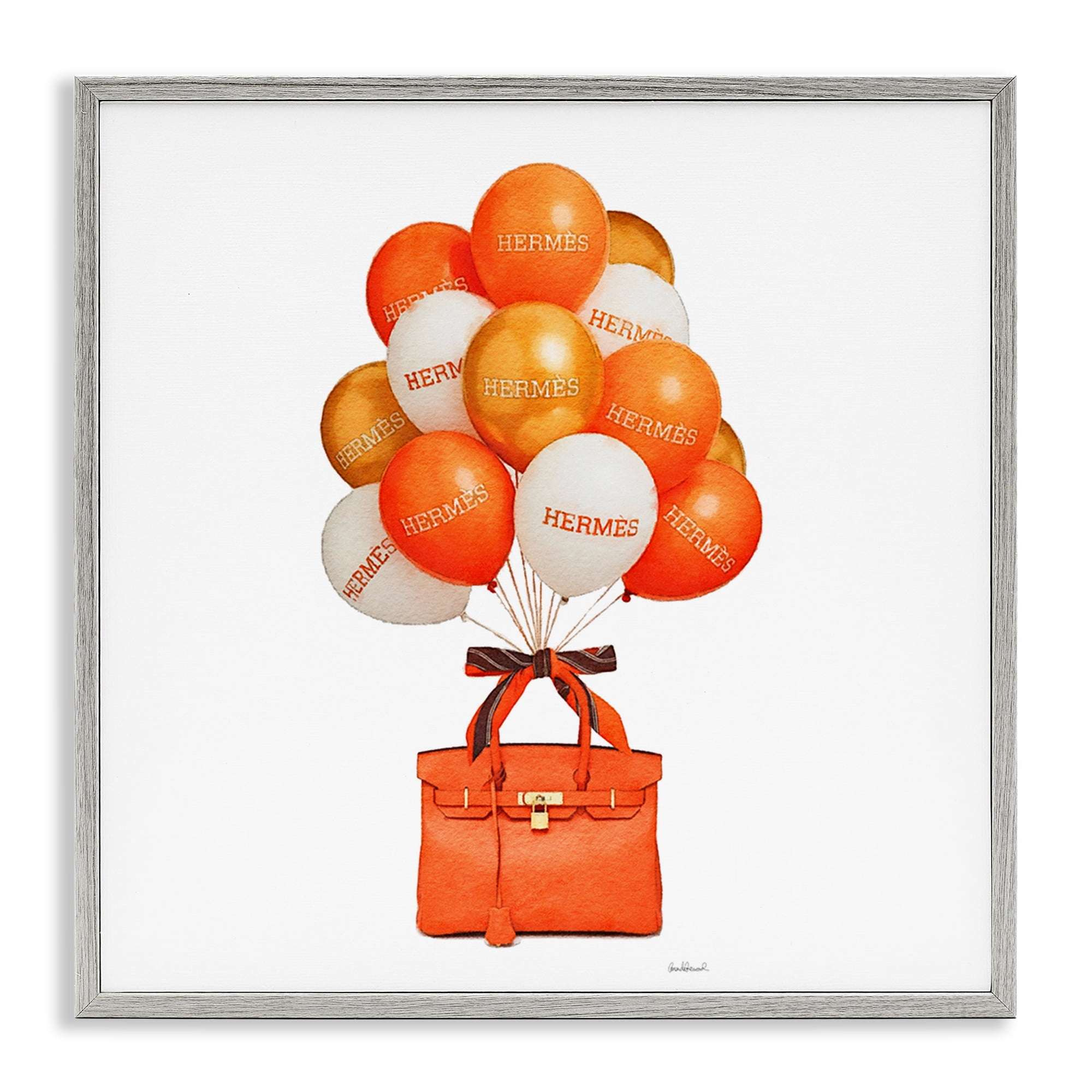 Stupell Industries Orange Handbag & Balloons Gray Framed Giclee Art, design by Amanda Greenwood
