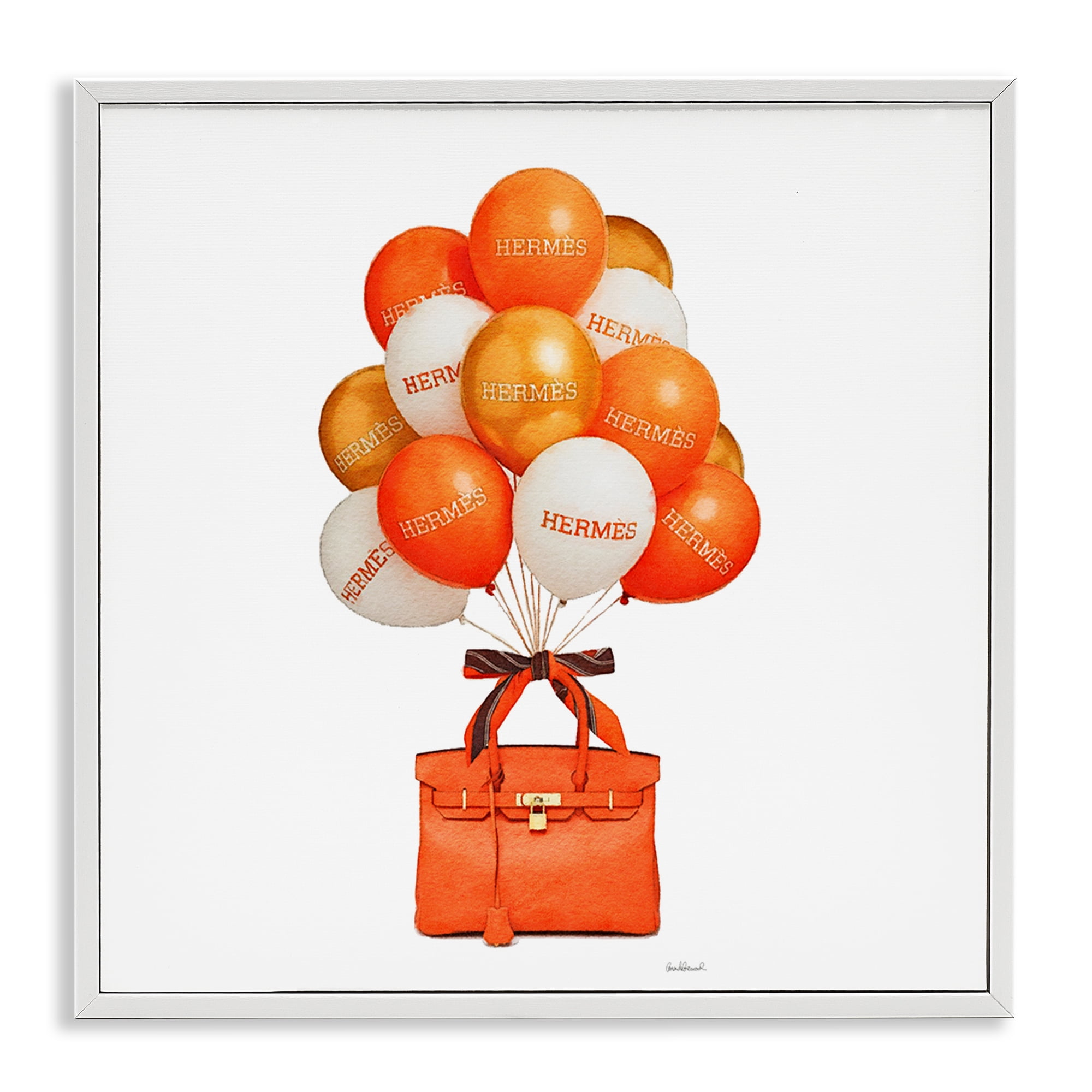 Stupell Industries Orange Handbag & Balloons White Framed Giclee Art, design by Amanda Greenwood