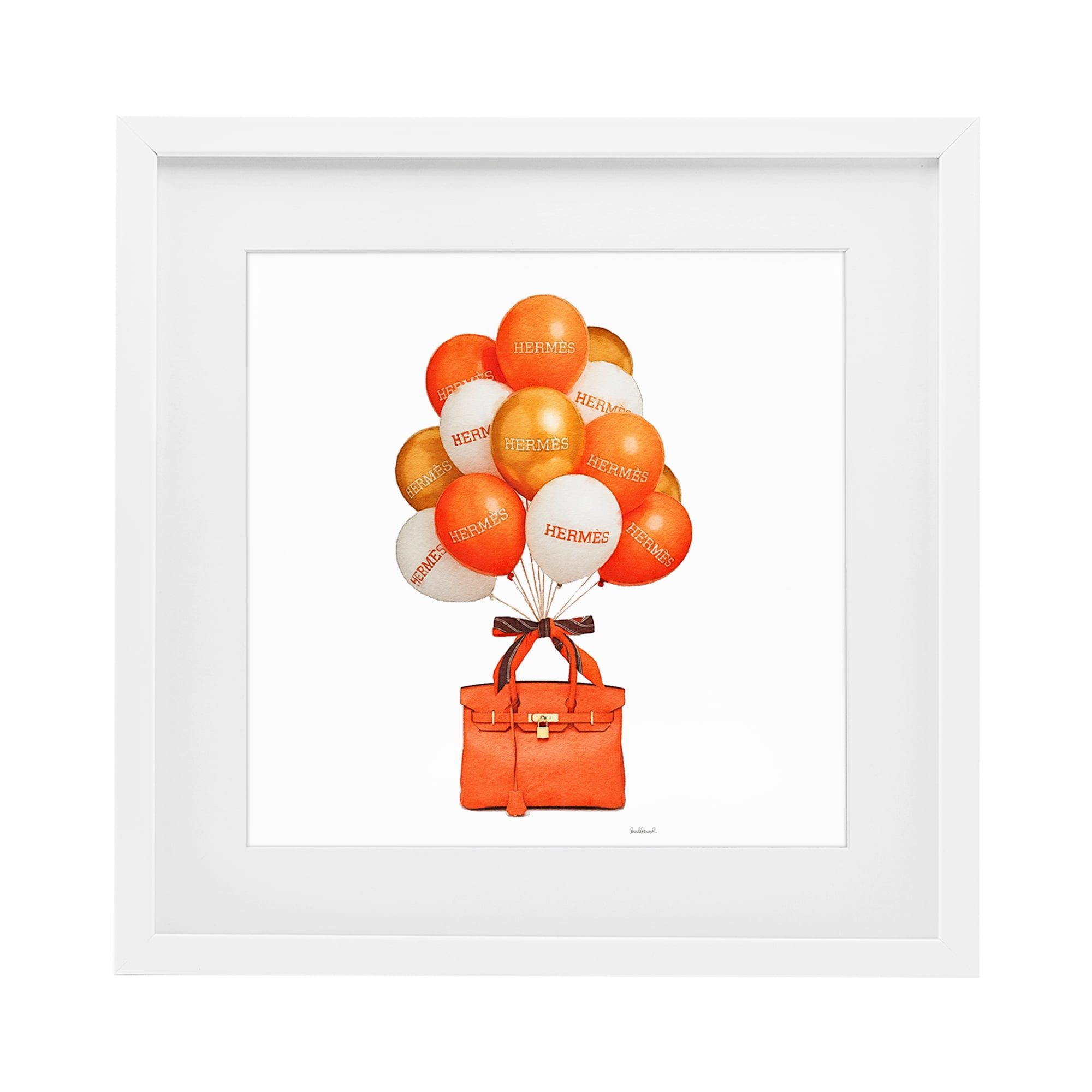 Stupell Industries Orange Handbag & Balloons White Framed Print Under Glass, design by Amanda Greenwood