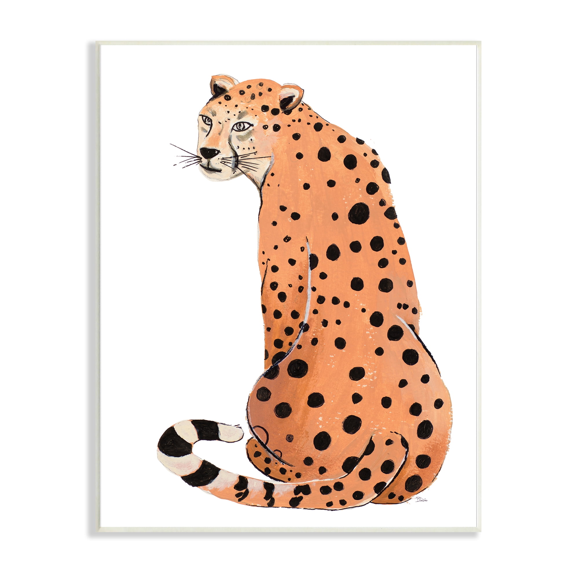Stupell Industries Orange Jungle Cat Bold Spots Safari Animal, 10 x 15, Designed by Patricia Pinto