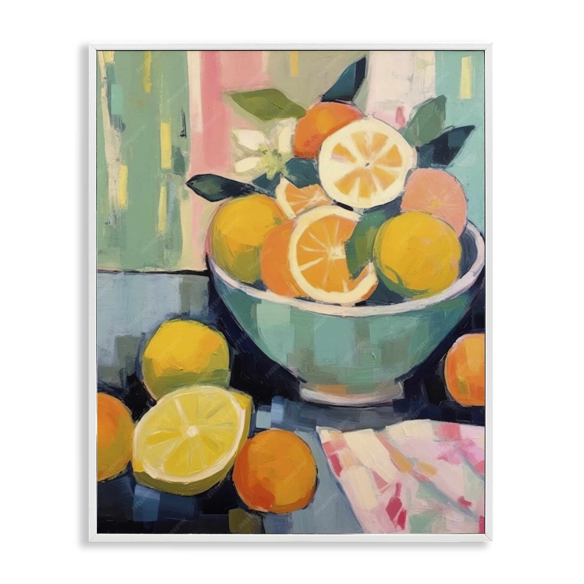 Stupell Industries Orange & Lemon Bowl Food & Beverage Painting White Framed Art Print Wall Art, 16 x 20