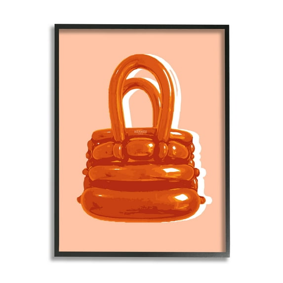 Stupell Industries Orange Modern Purse Abstract Painting Black Framed Art Print Wall Art, 11 x 14