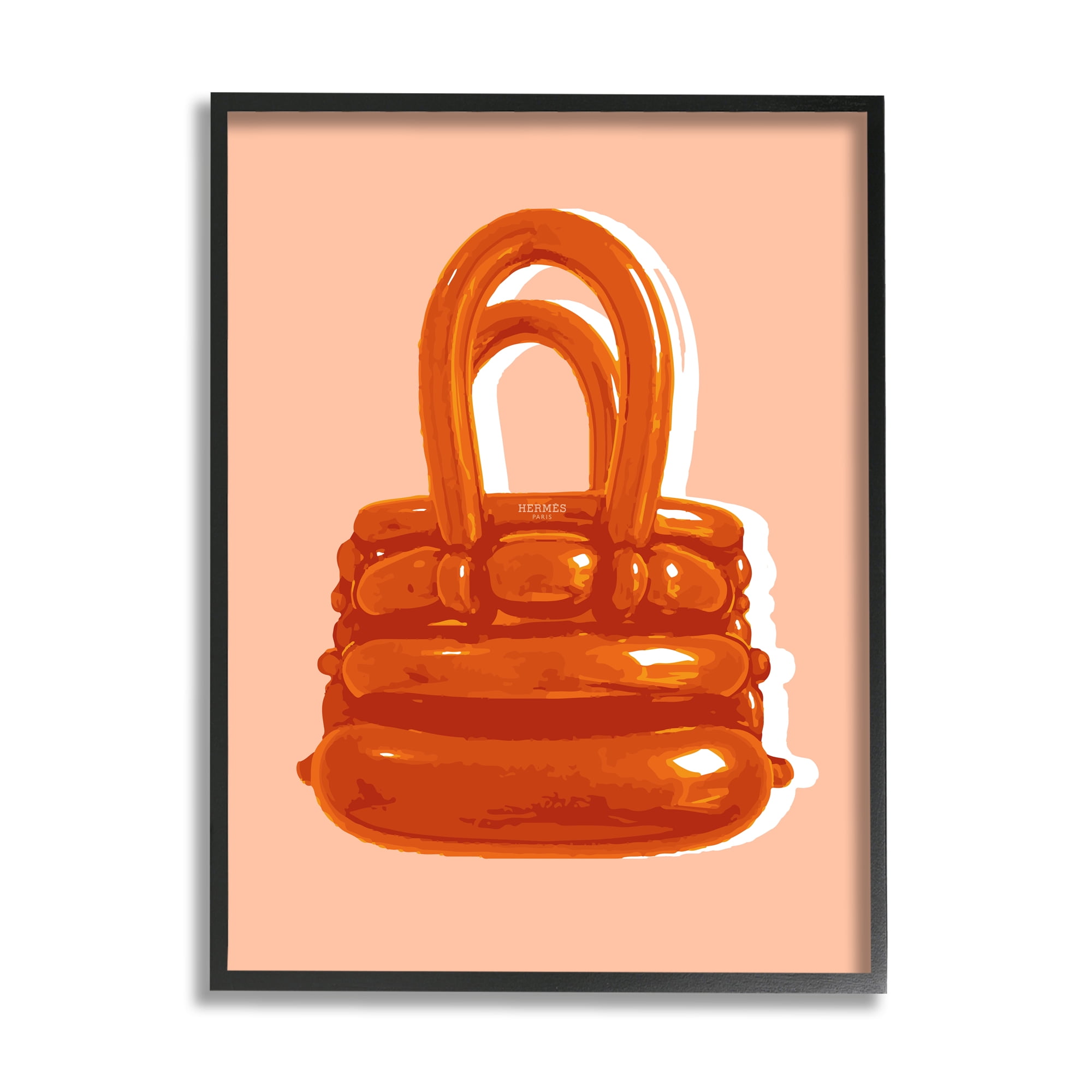 Stupell Industries Orange Modern Purse Abstract Painting Black Framed Art Print Wall Art, 24 x 30