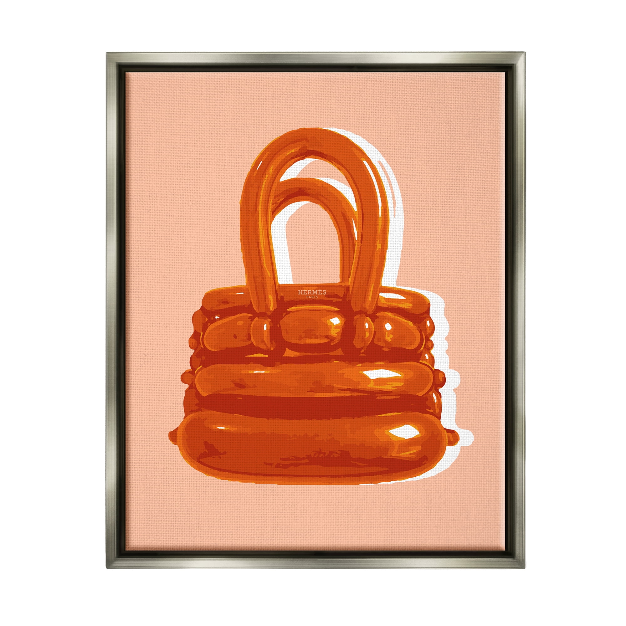 Stupell Industries Orange Modern Purse Abstract Painting Gray Floater Framed Art Print Wall Art, 17 x 21