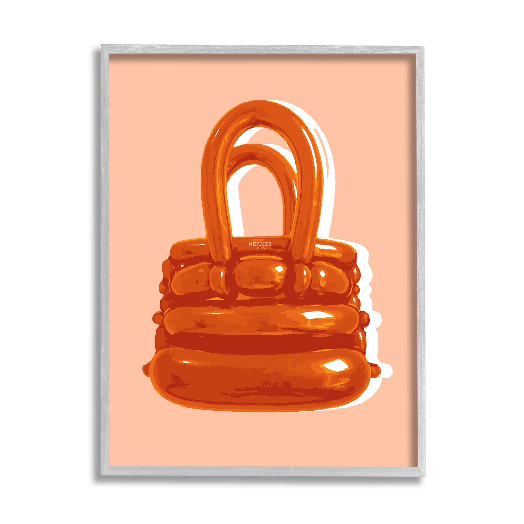 Stupell Industries Orange Modern Purse Abstract Painting Gray Framed Art Print Wall Art, 16 x 20