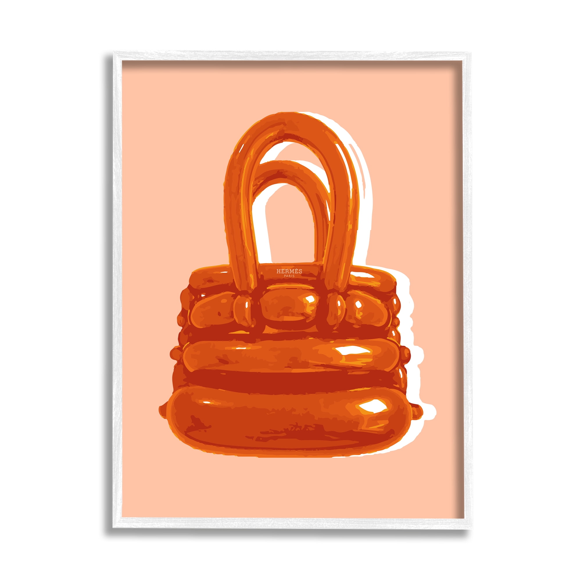 Stupell Industries Orange Modern Purse Abstract Painting White Framed Art Print Wall Art, 24 x 30