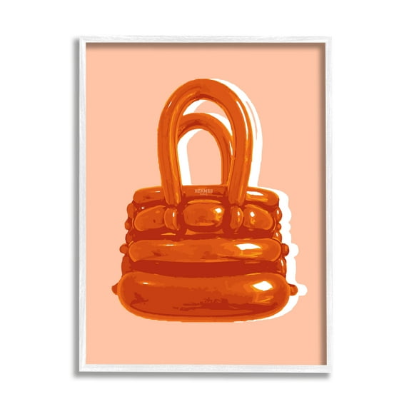 Stupell Industries Orange Modern Purse Abstract Painting White Framed Art Print Wall Art, 24 x 30