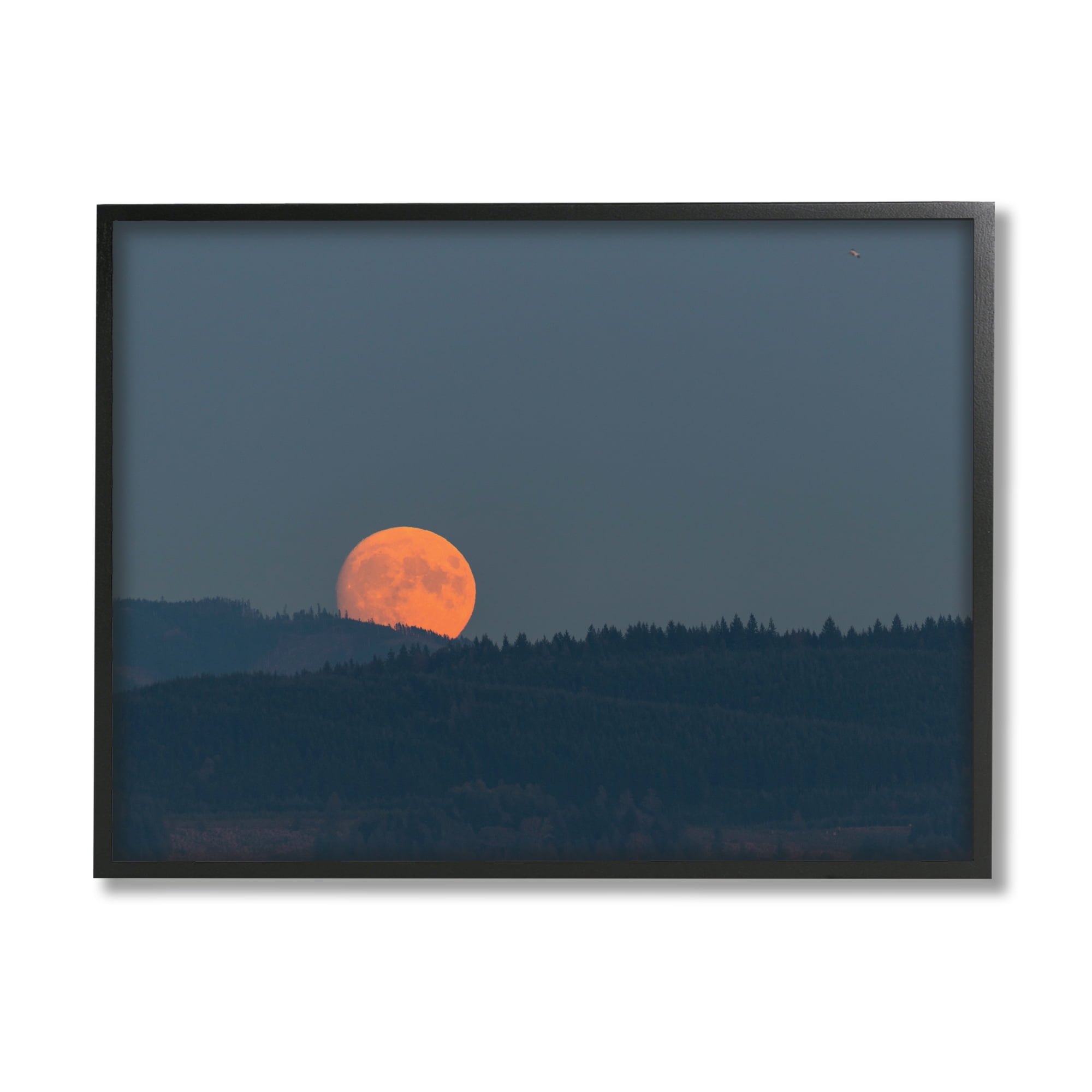 Stupell Industries Orange Moon over Dark Mountain Tree Forest,16 x 20,Designed by Nancy Crowell