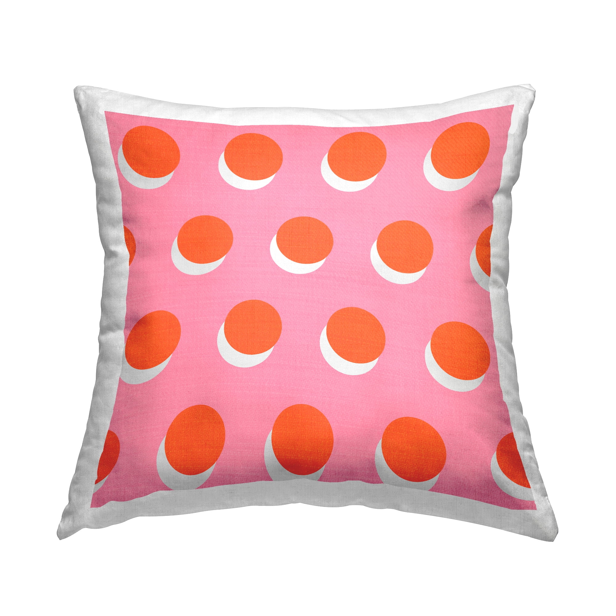 Stupell Industries Orange Over Pink Polka Dot Circles Design by Daphne Polselli Throw Pillow