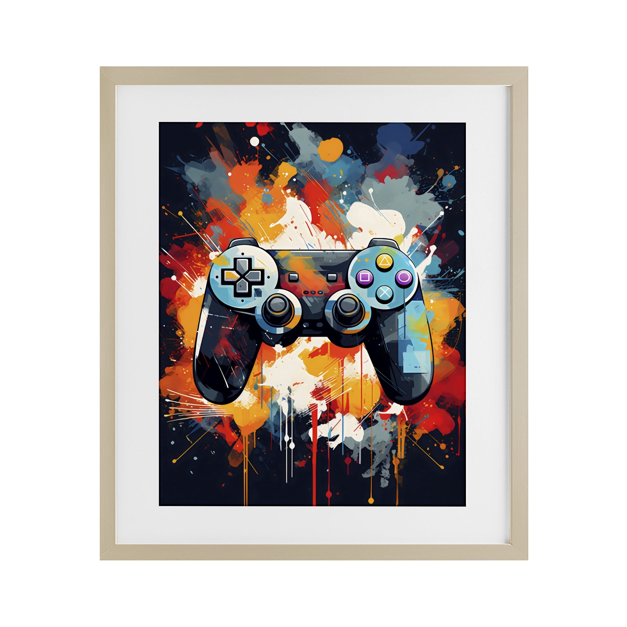 Stupell Industries Orange Paint Splash Gamer Birch Framed Print Under Glass, design by Creative Studio