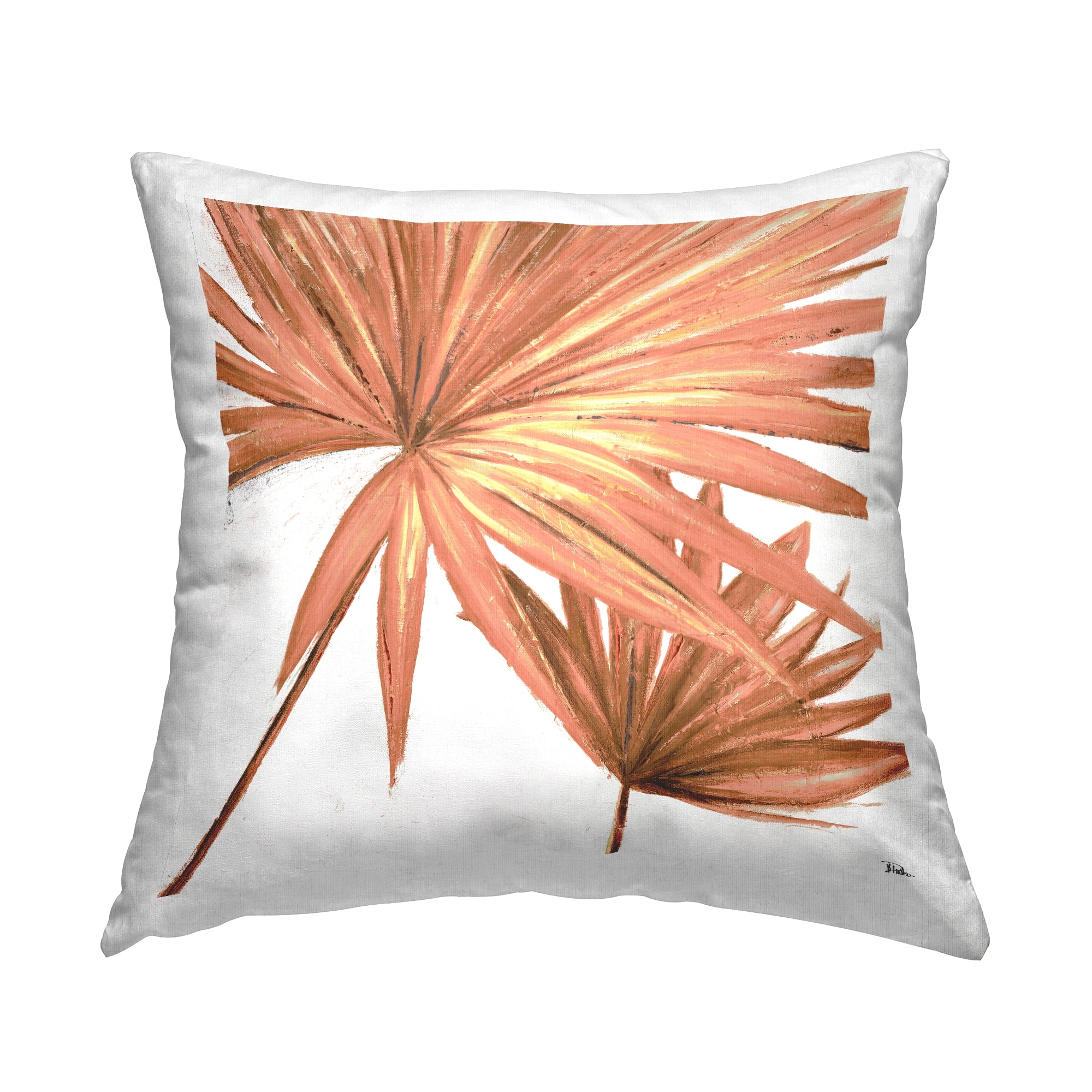 Stupell Industries Orange Palmera Palm Leaves Square Decorative Printed Throw Pillow, 18 x 18