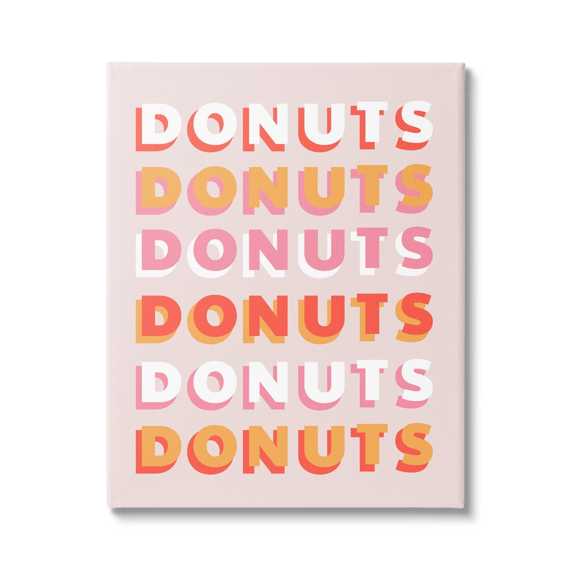 Stupell Industries Orange Pink Donuts Text Pattern Design Graphic Art Gallery-Wrapped Canvas Print Wall Art, 24x30, by CAD Designs