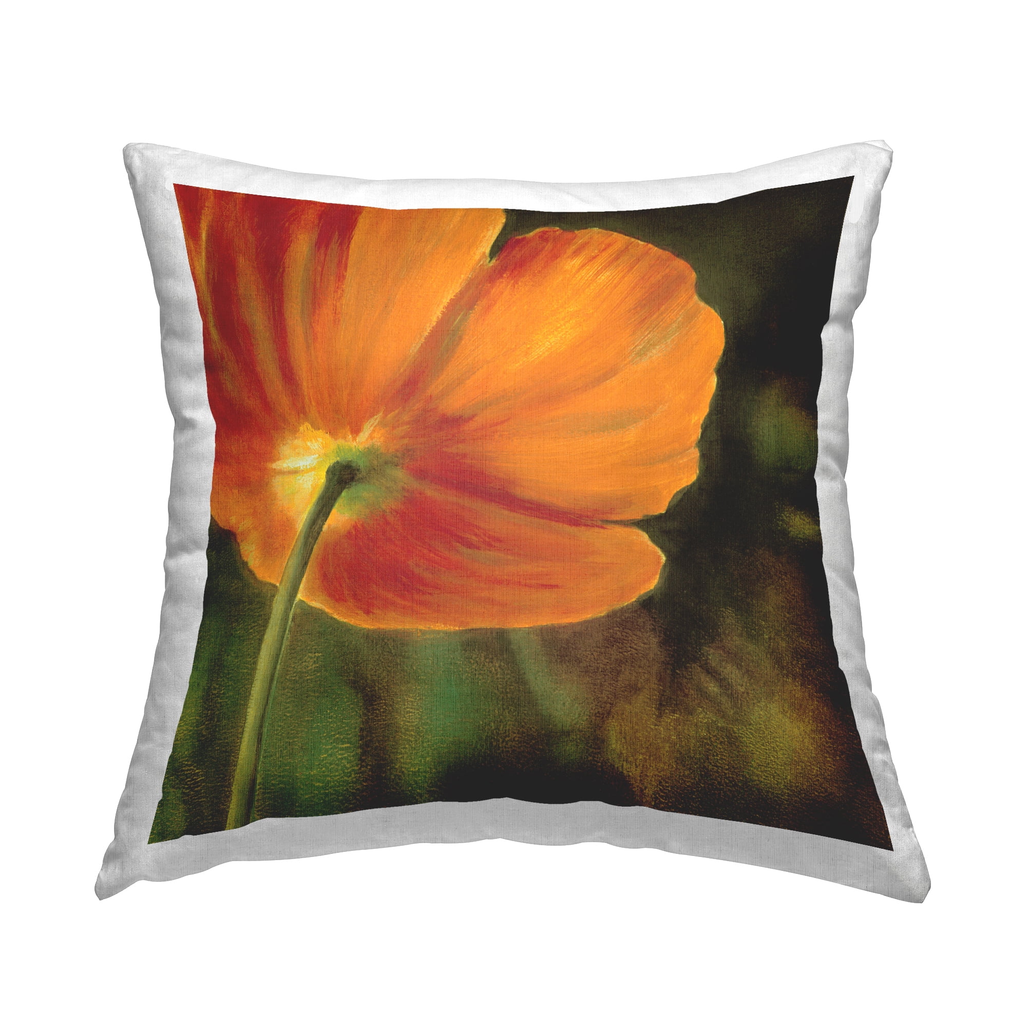 Stupell Industries Orange Poppy Flower Nature Printed Throw Pillow Design by Pierre Viollet