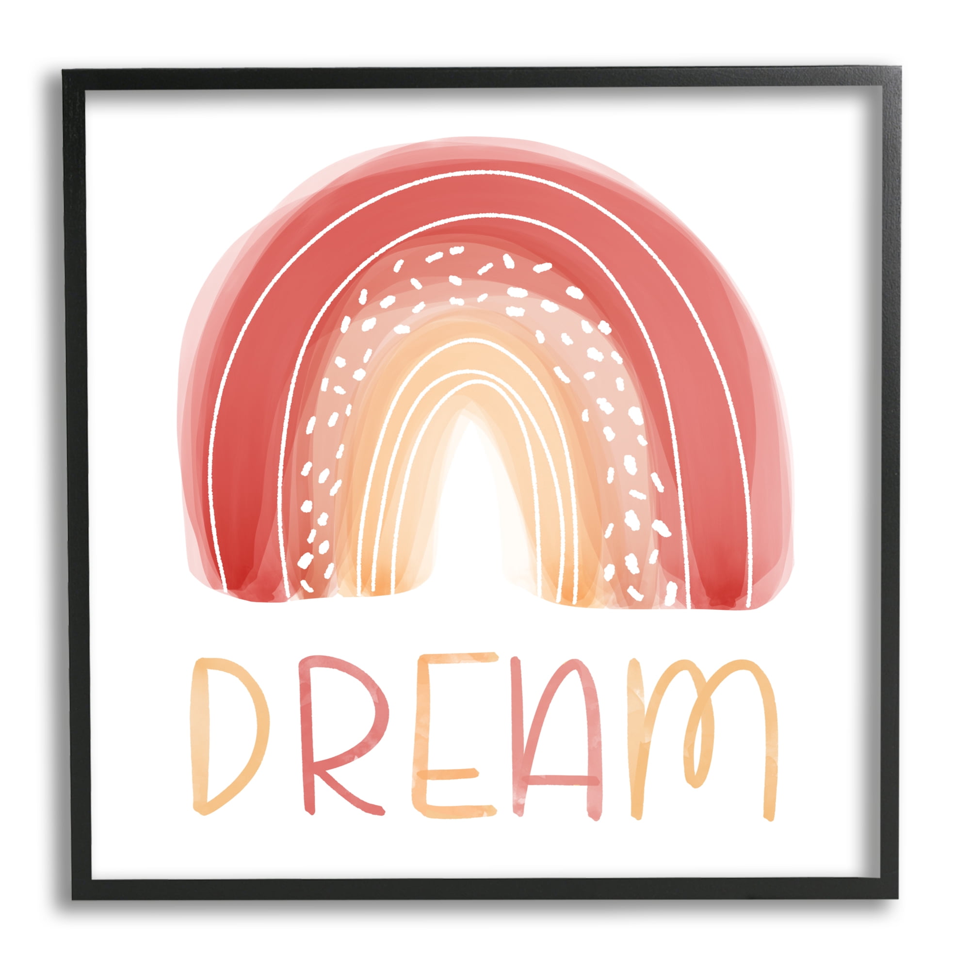 Stupell Industries Orange Red Dream Rainbow Whimsical Lines Abstract Dots Graphic Art Black Framed Art Print Wall Art, 12x12, by Emily Cromwell