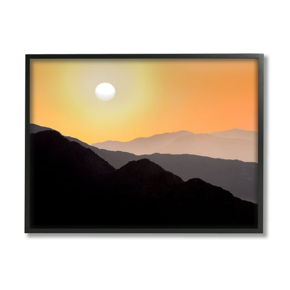 Stupell Industries Orange Sky Mountain Silhouettes Landscape Photography Black Framed Art Print Wall Art