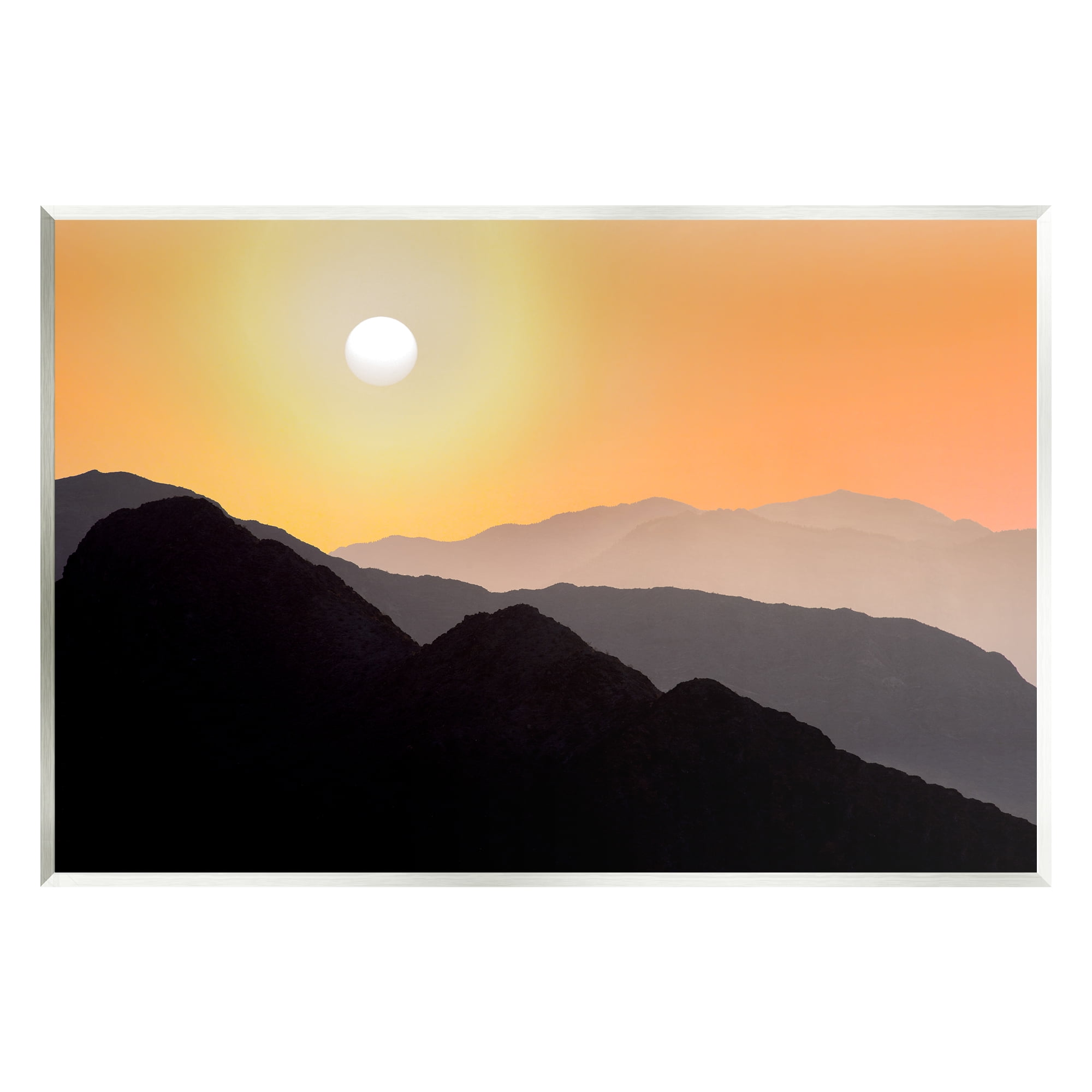 Stupell Industries Orange Sky Mountain Silhouettes Landscape Photography Unframed Art Print Wall Art