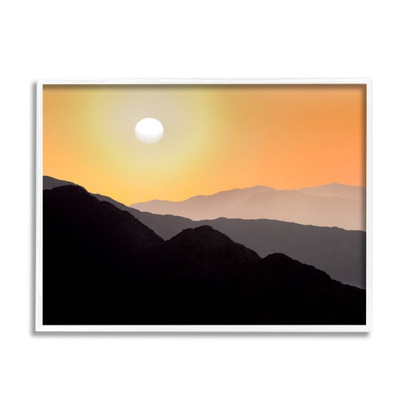 Stupell Industries Orange Sky Mountain Silhouettes Landscape Photography White Framed Art Print Wall Art