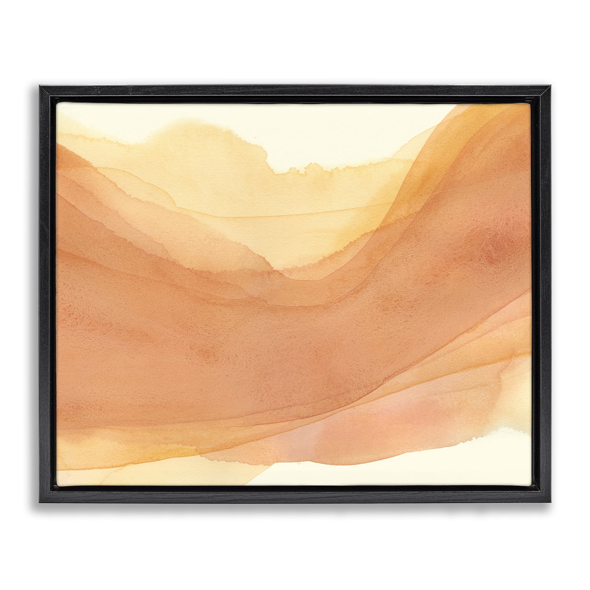 Stupell Industries Orange Splash Wave Abstract Painting Black Floater Framed Canvas Art Print Wall Art, 31 x 25