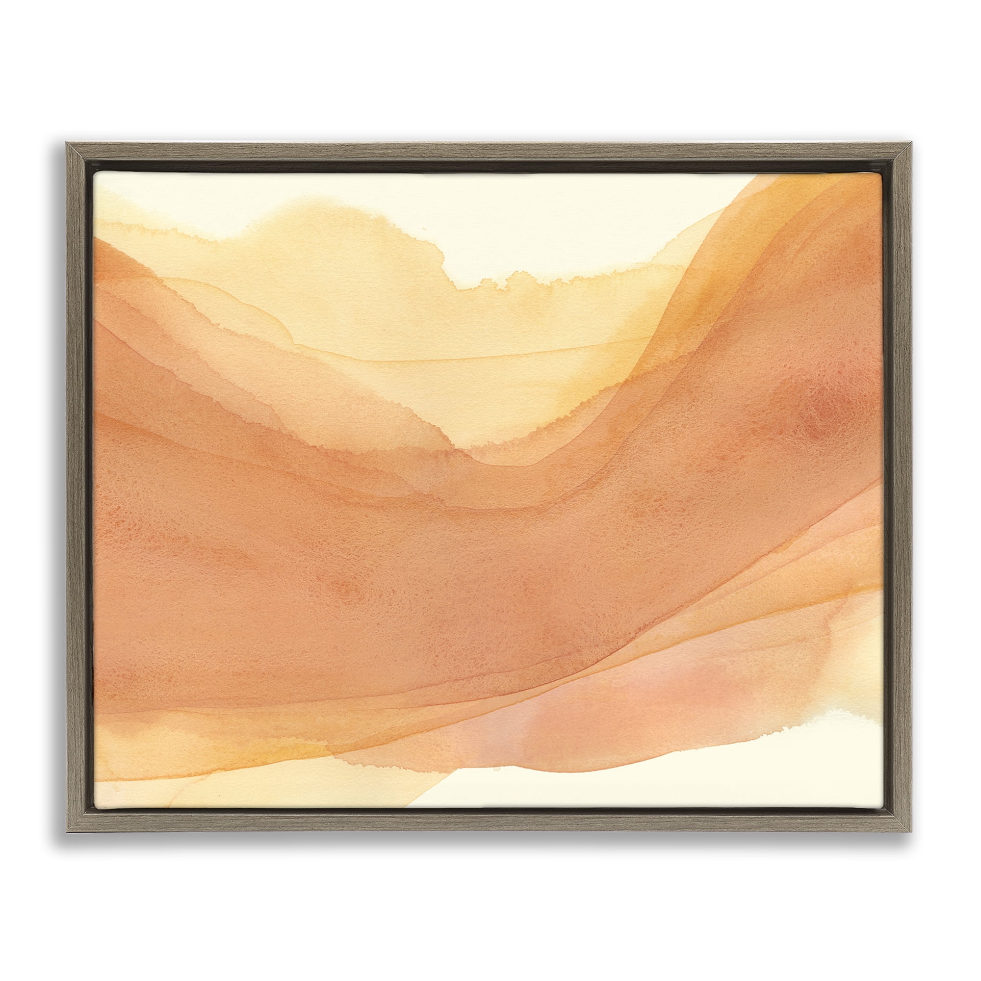 Stupell Industries Orange Splash Wave Abstract Painting Brown Floater Framed Canvas Art Print Wall Art, 21 x 17