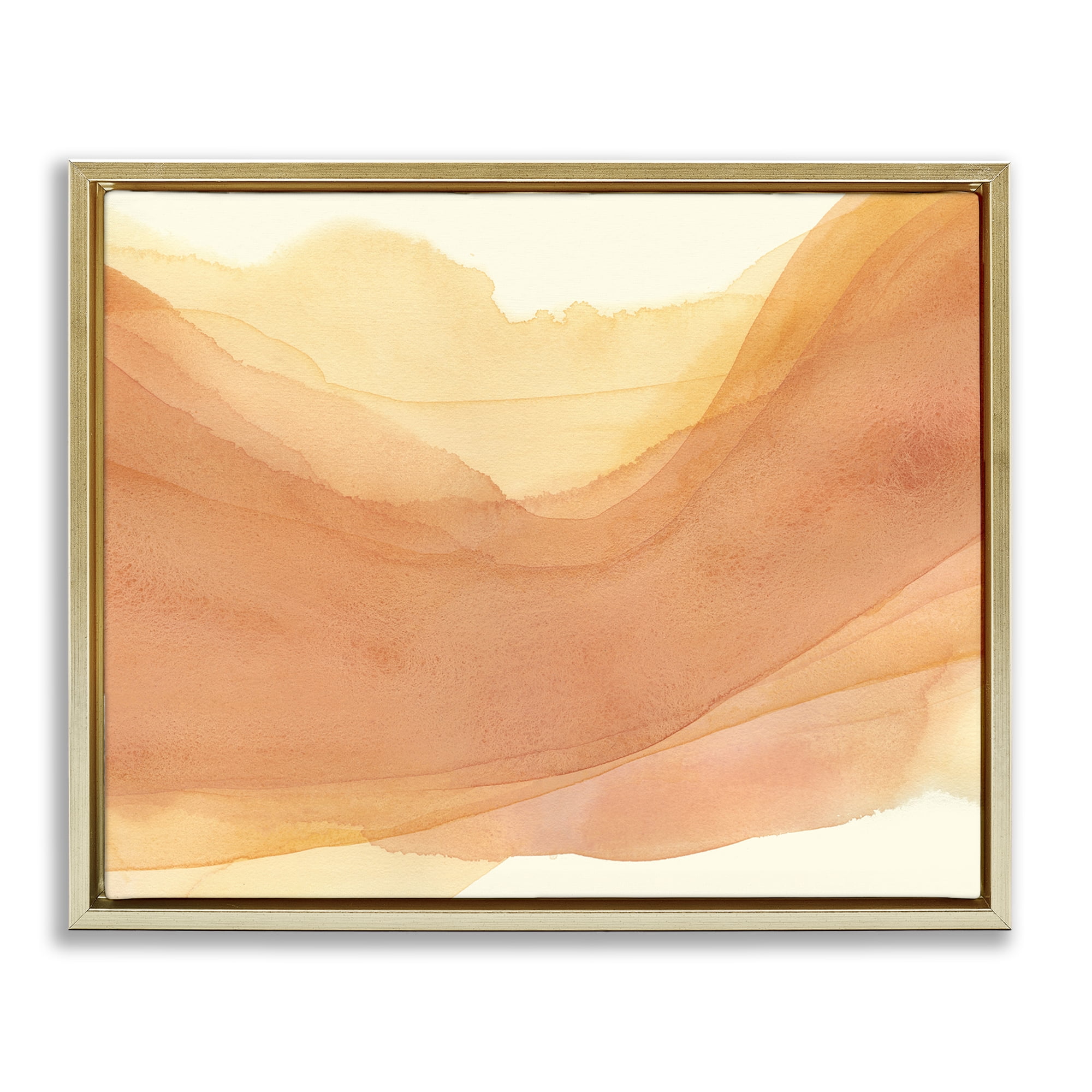 Stupell Industries Orange Splash Wave Abstract Painting Gold Floater Framed Canvas Art Print Wall Art, 21 x 17