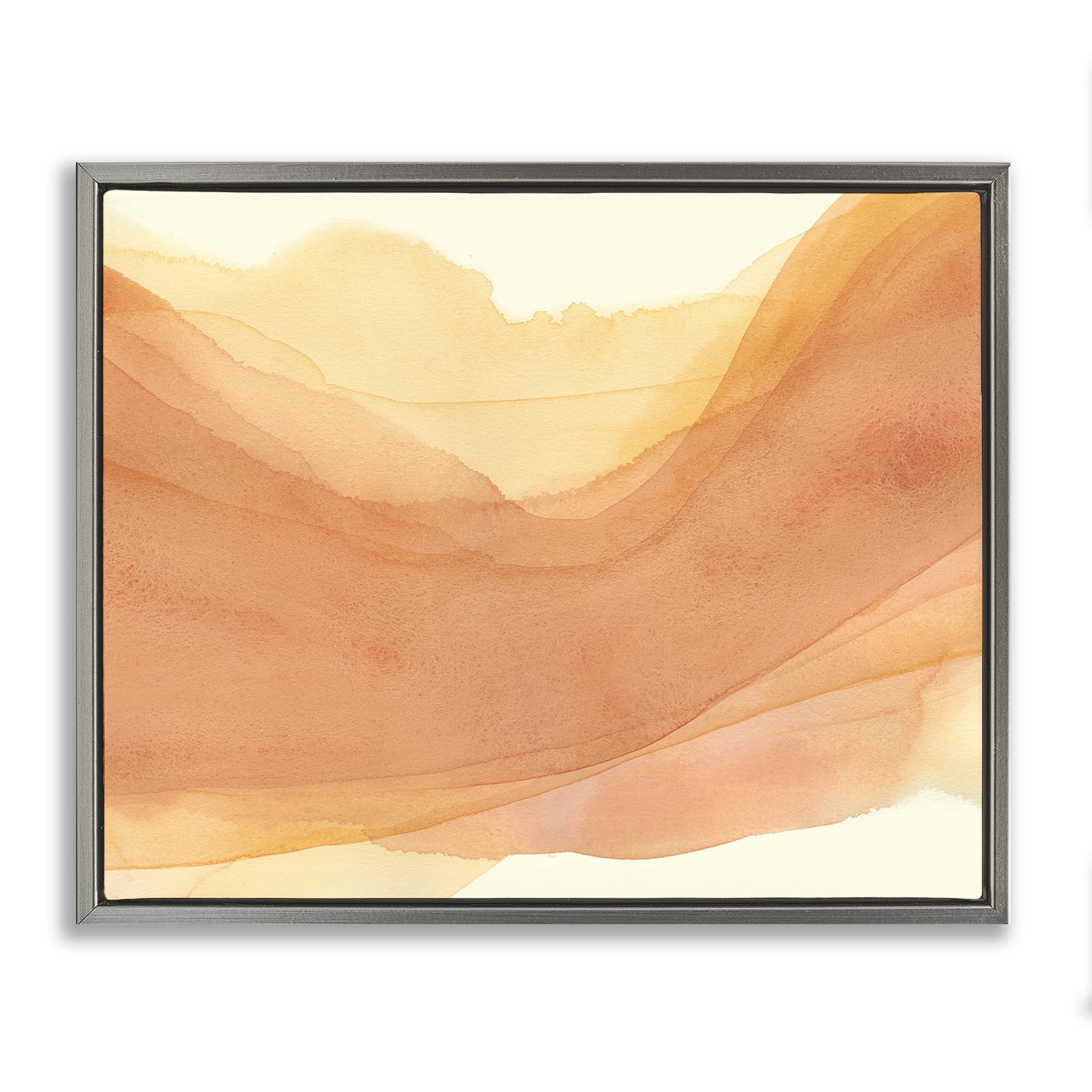 Stupell Industries Orange Splash Wave Abstract Painting Gray Floater Framed Canvas Art Print Wall Art, 21 x 17