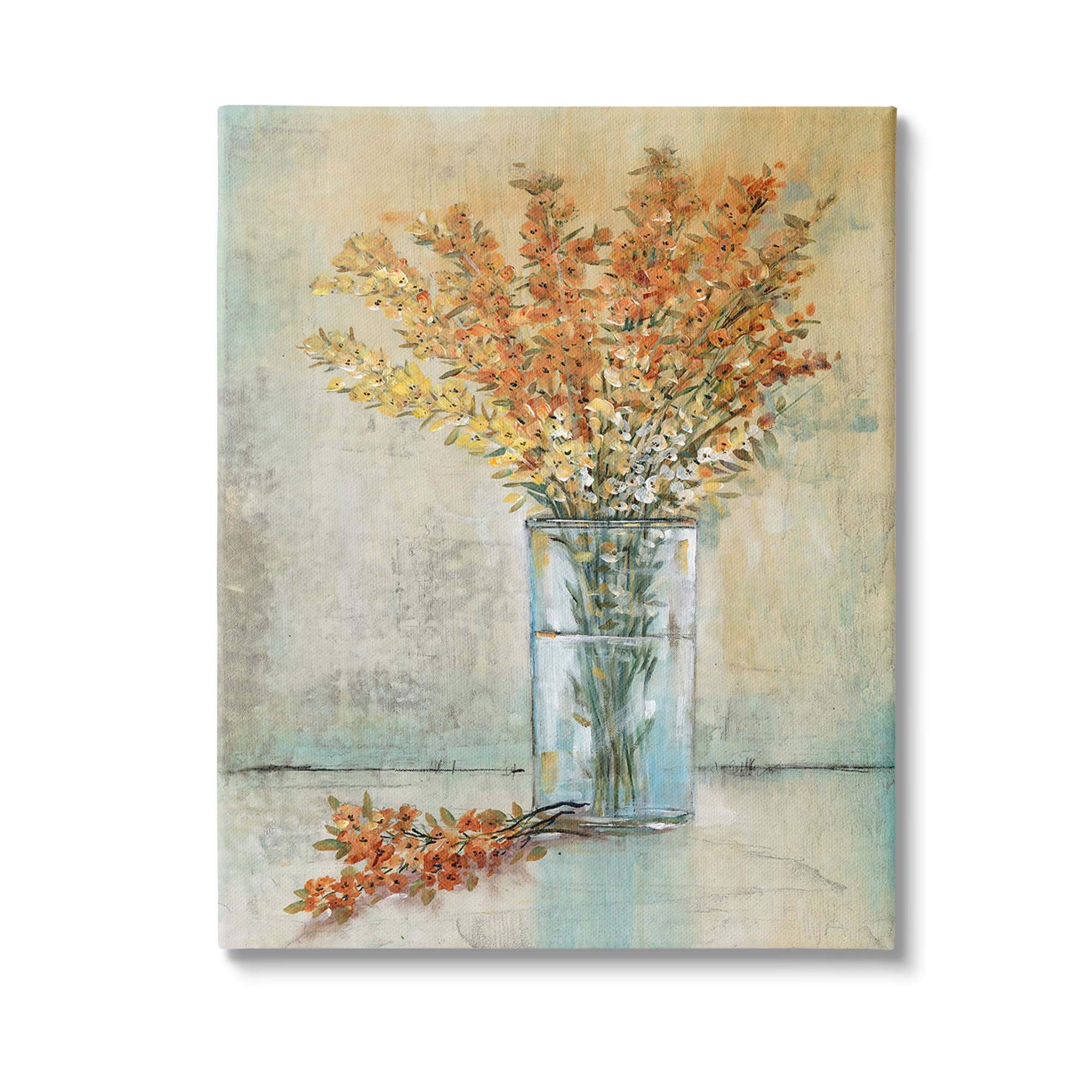 Stupell Industries Orange Sprigs in Vase Botanical & Floral Painting Gallery Wrapped Canvas Art Print Wall Art, 16 x 20