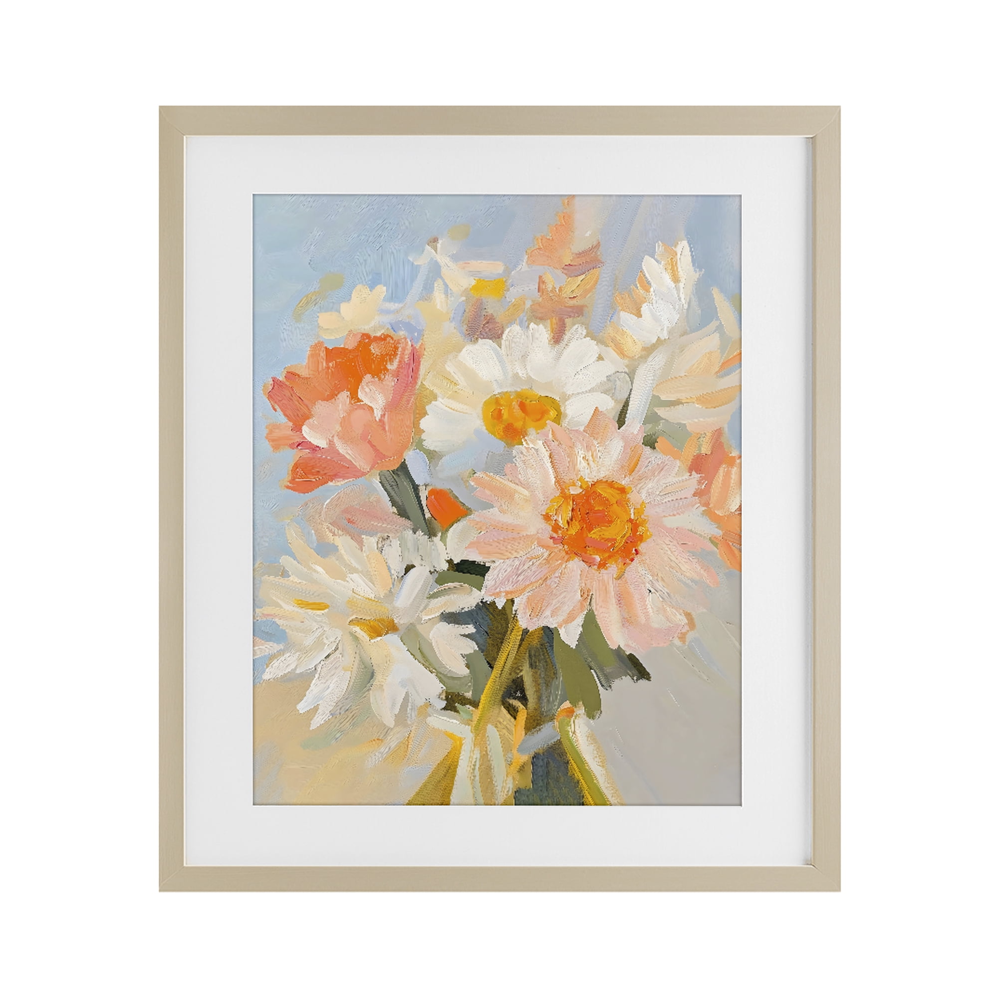Stupell Industries Orange Spring Floral Bouquet Birch Framed Print Under Glass, design by The Prints Vibe