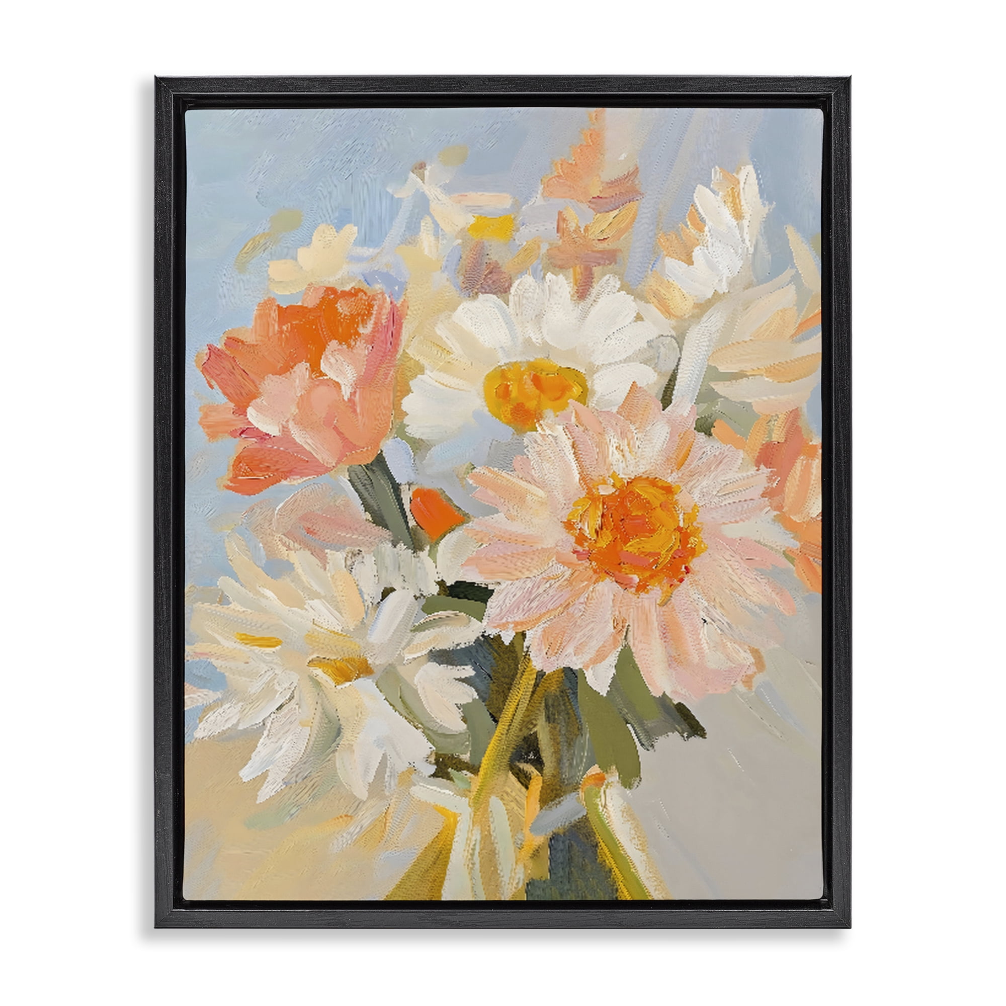 Stupell Industries Orange Spring Floral Bouquet Black Framed Floater Canvas Wall Art, design by The Prints Vibe